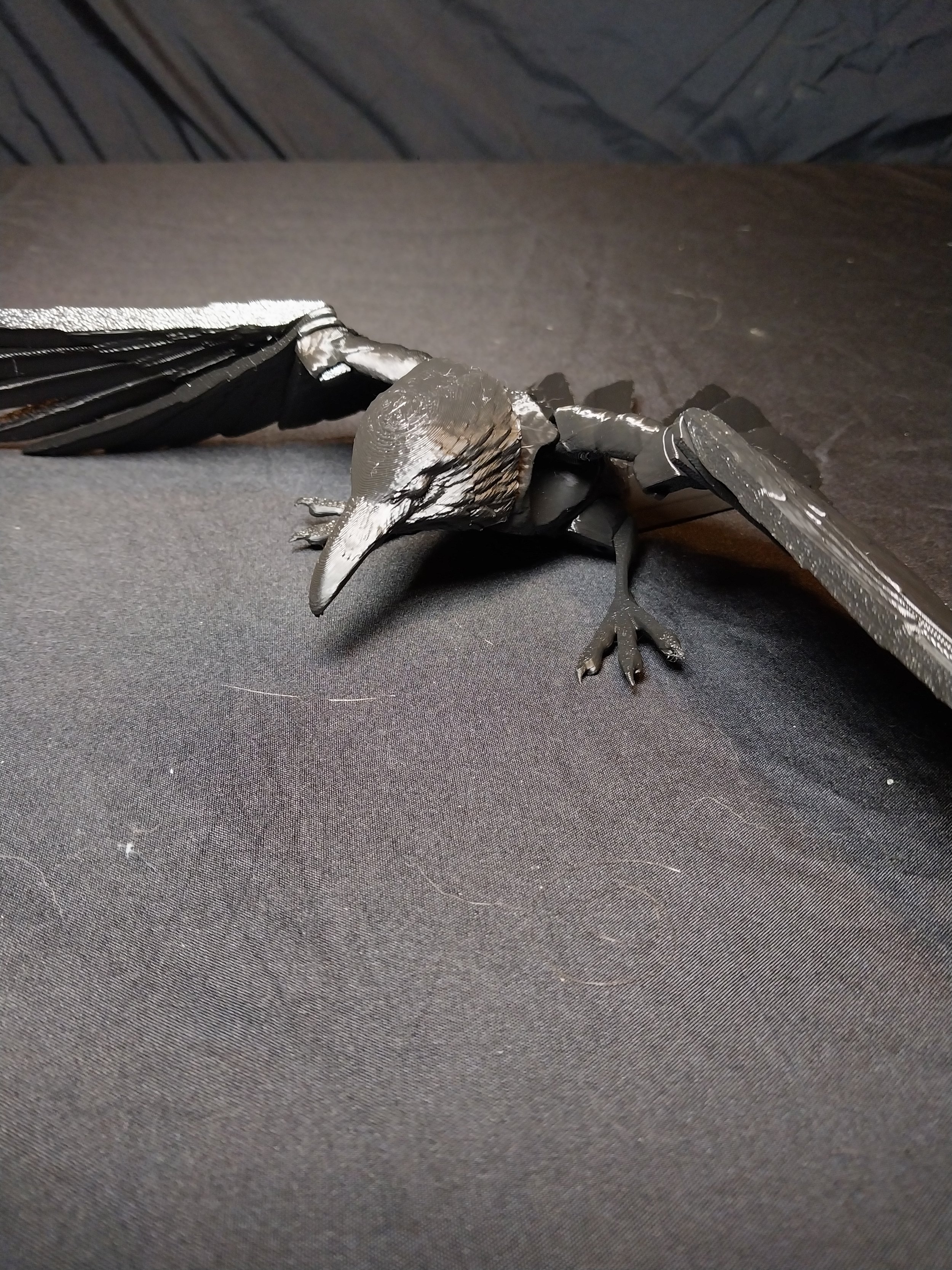 3d printed raven black crow bird Raven 3D Printed Flexible Articulated