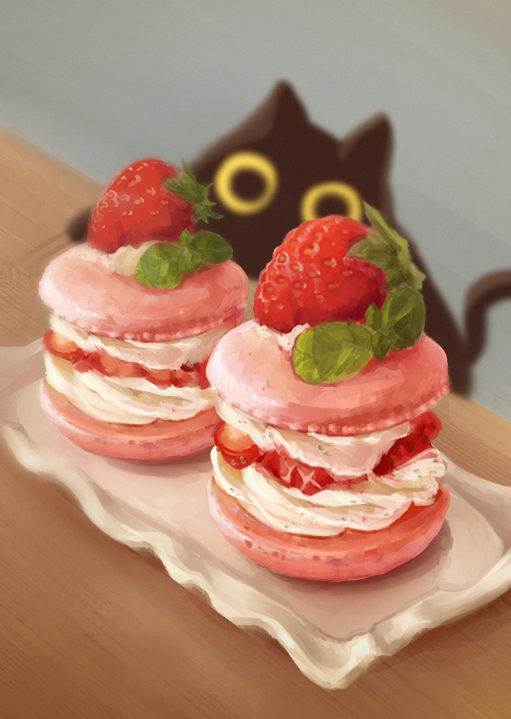 Cat vs Macaron - https://www.inprnt.com/gallery/doshibap/cat-macaron/