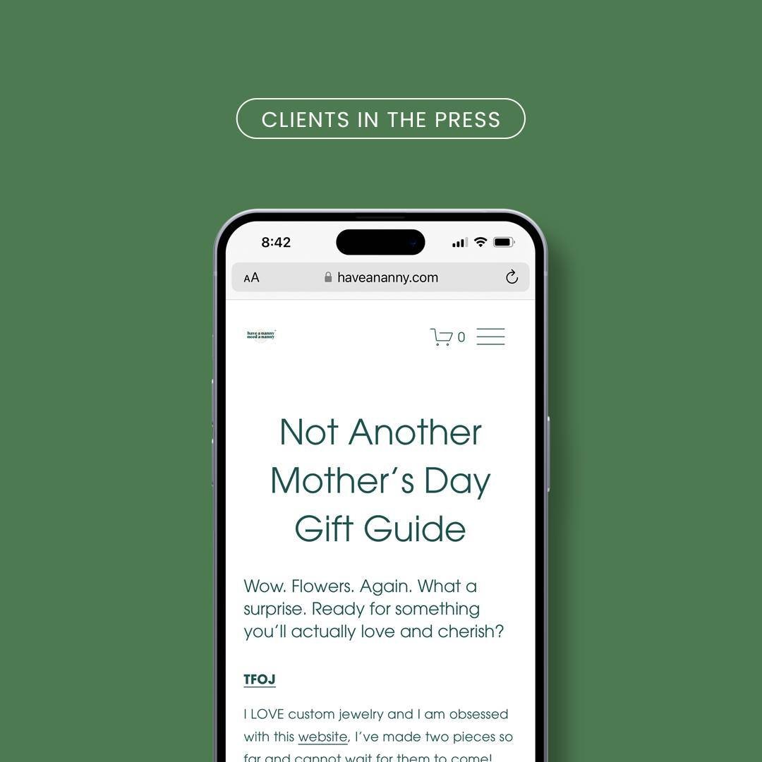 Last week, our client @thefutureofjewelry was featured in the Mother&rsquo;s Day Gift Guide on Have A Nanny Need A Nanny. TFOJ makes it extremely easy to make custom pieces of jewelry for moms who want something they&rsquo;ll actually love and cheris