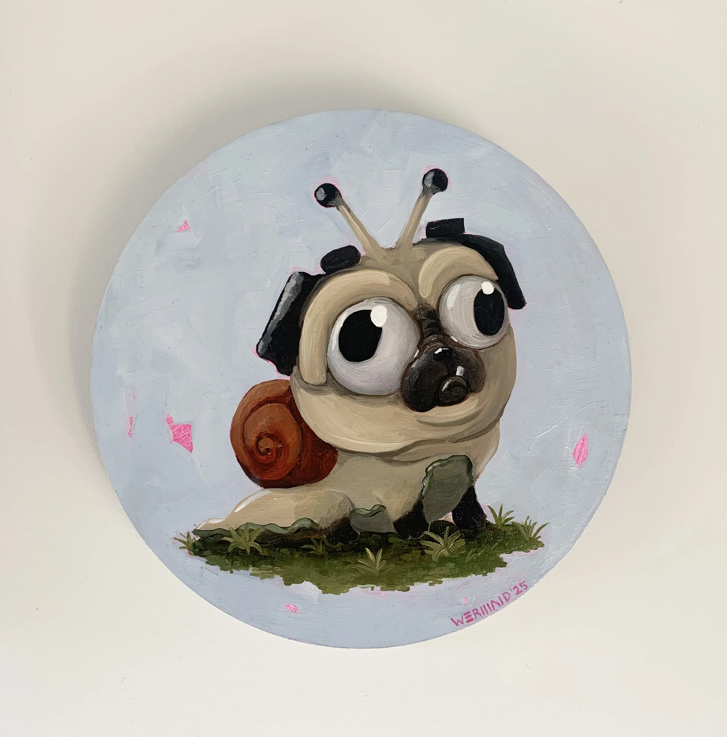 The Snug - oil on round canvas panel, 20cm diameter
