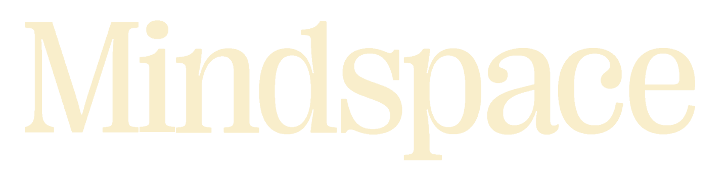 Der Begriff 'Mindspace' in großer, heller Schrift auf schwarzem Hintergrund.