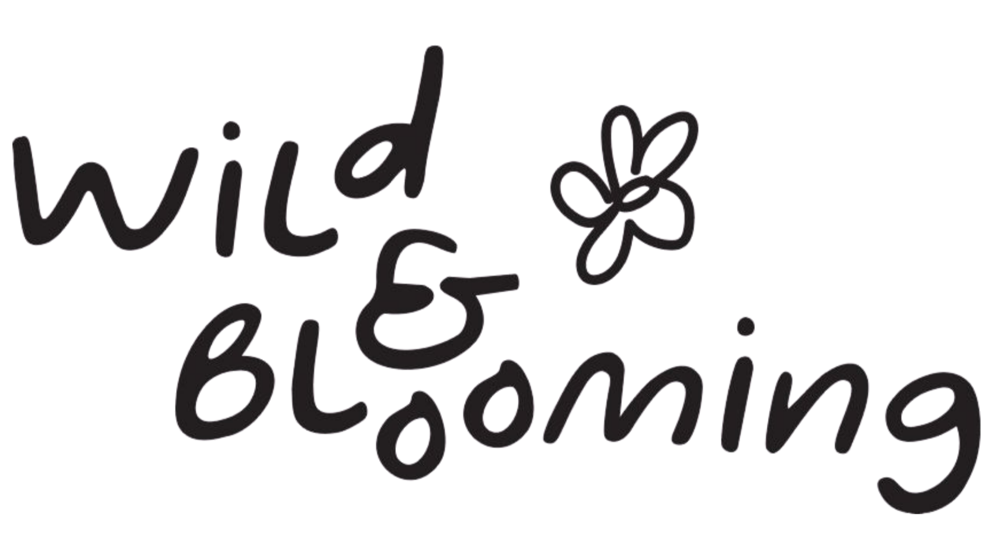 Decorative sign with the phrase 'wild and loved' written in cursive, with a flower illustration between the words.