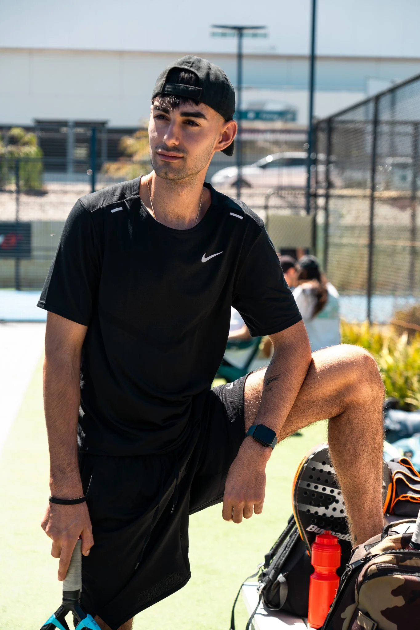Young man padel tennis player