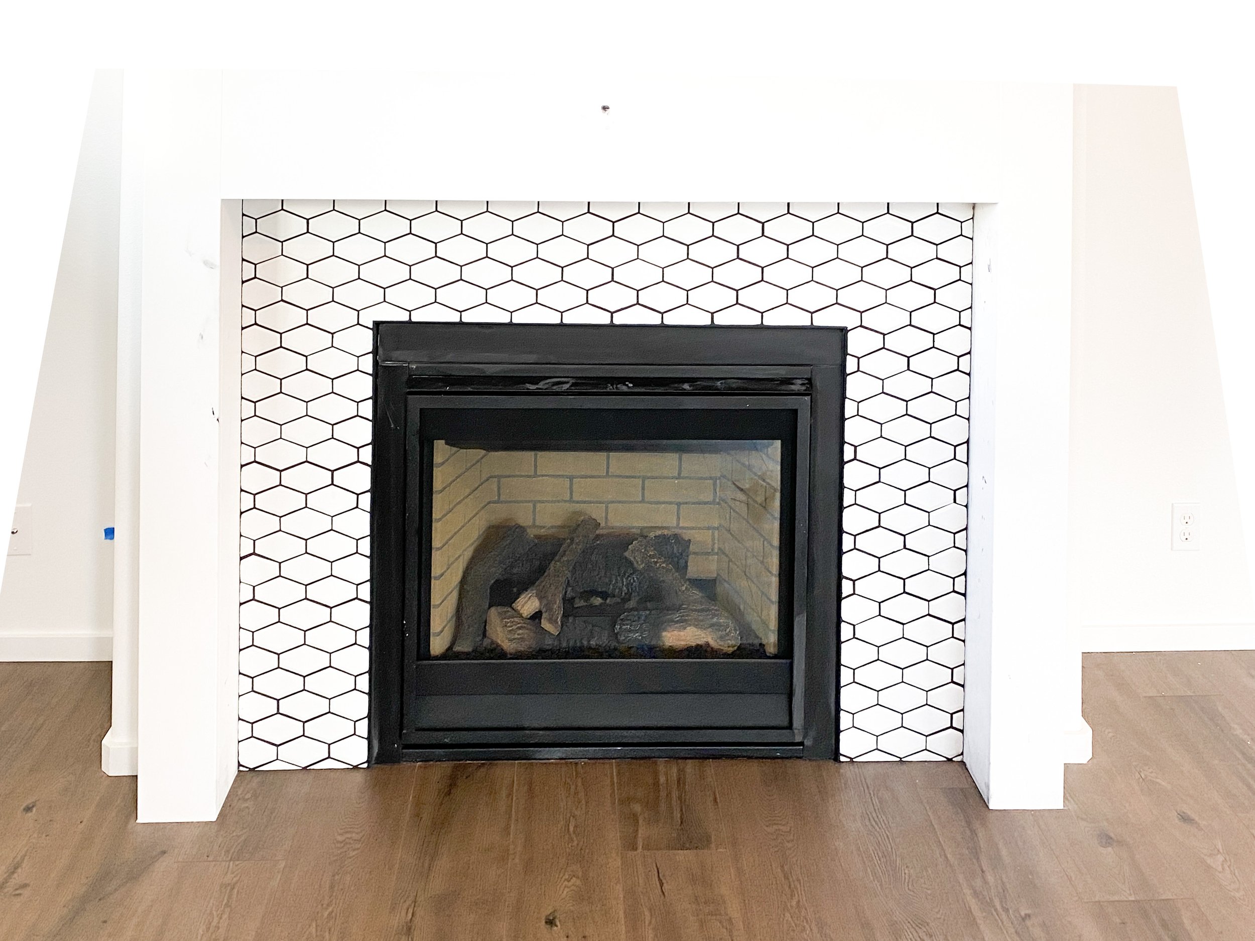 Hexagon Tiled Fireplace Surround
