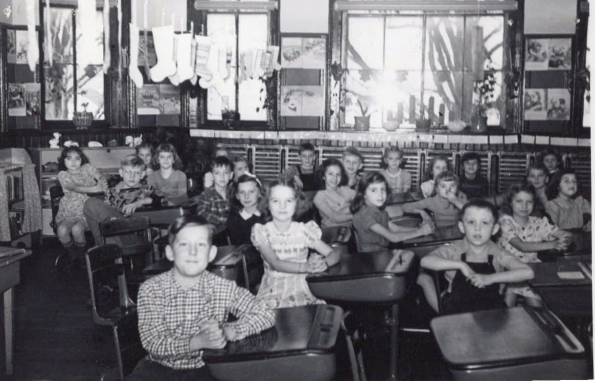 Second grade in the 1892 Public School Building (1st floor, first room on the left). Note the heavy radiators along the wall. A set of these remain on the front staircase. Photo taken in the mid-1930s.