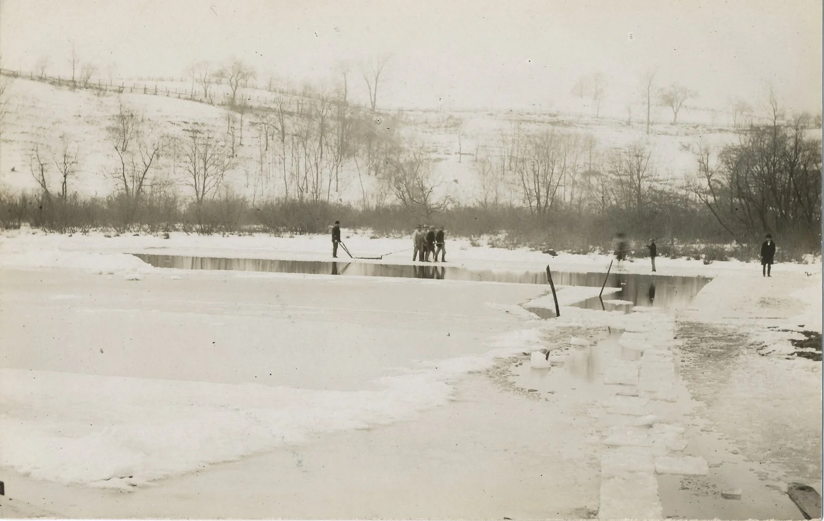 Harvesting Ice at the Old Kutztown Swimming Pool