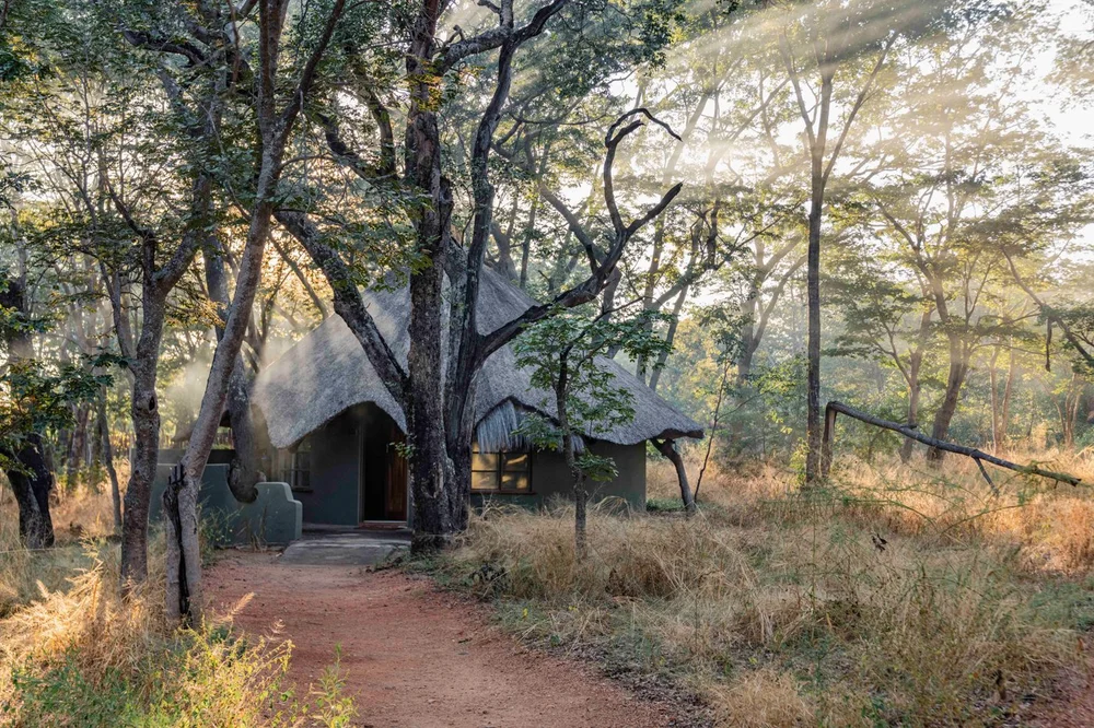 A thatched rondavel among the trees at Sable Valley