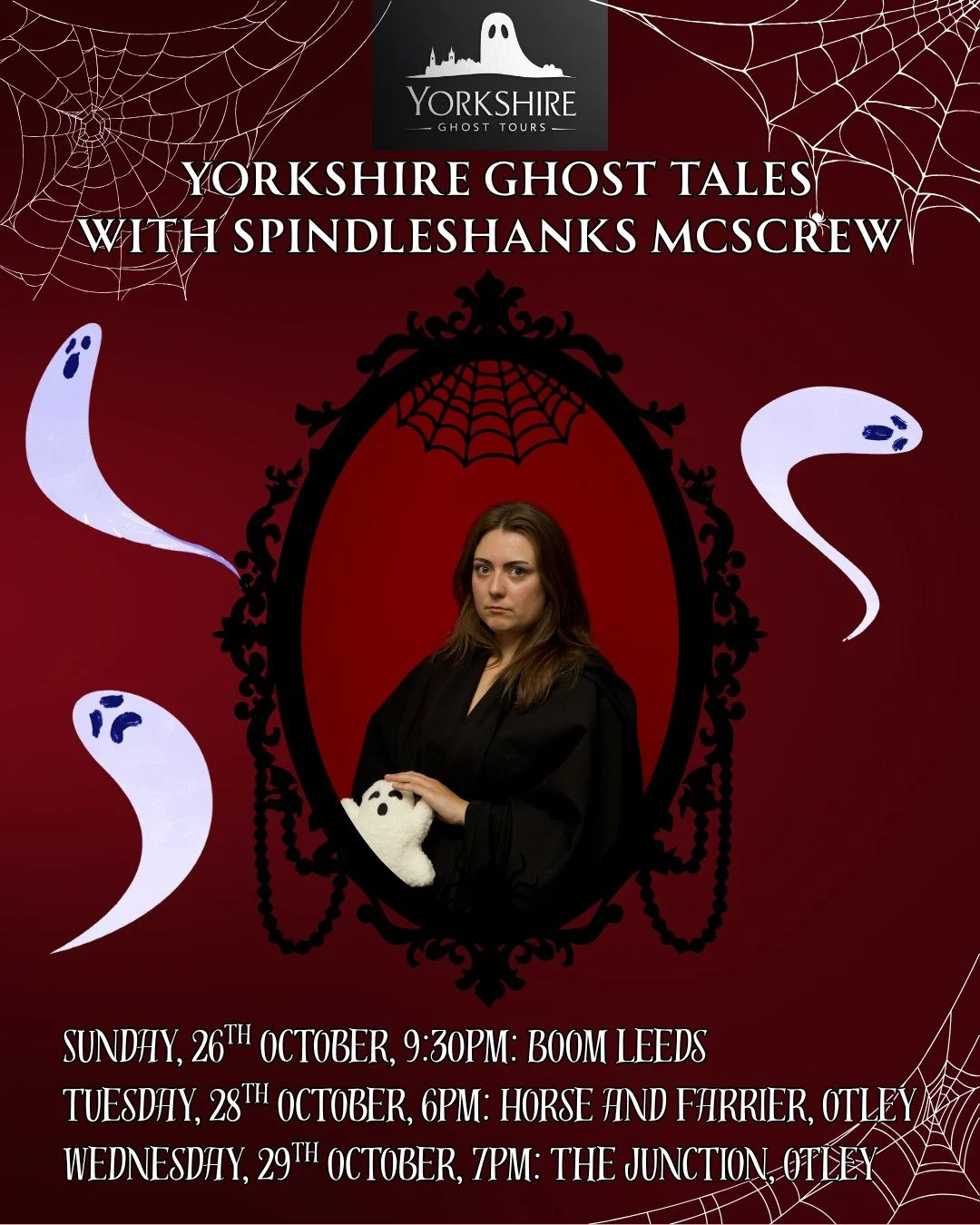 Step into Spindleshanks' shack this October and listen to live readings of historical ghost stories, classic and... embellished. 

Yorkshire Ghost Tales with Spindleshanks McScrew will be taking place:
📆 Sunday 26th October, 9:30pm: Boom, Leeds
📆 T