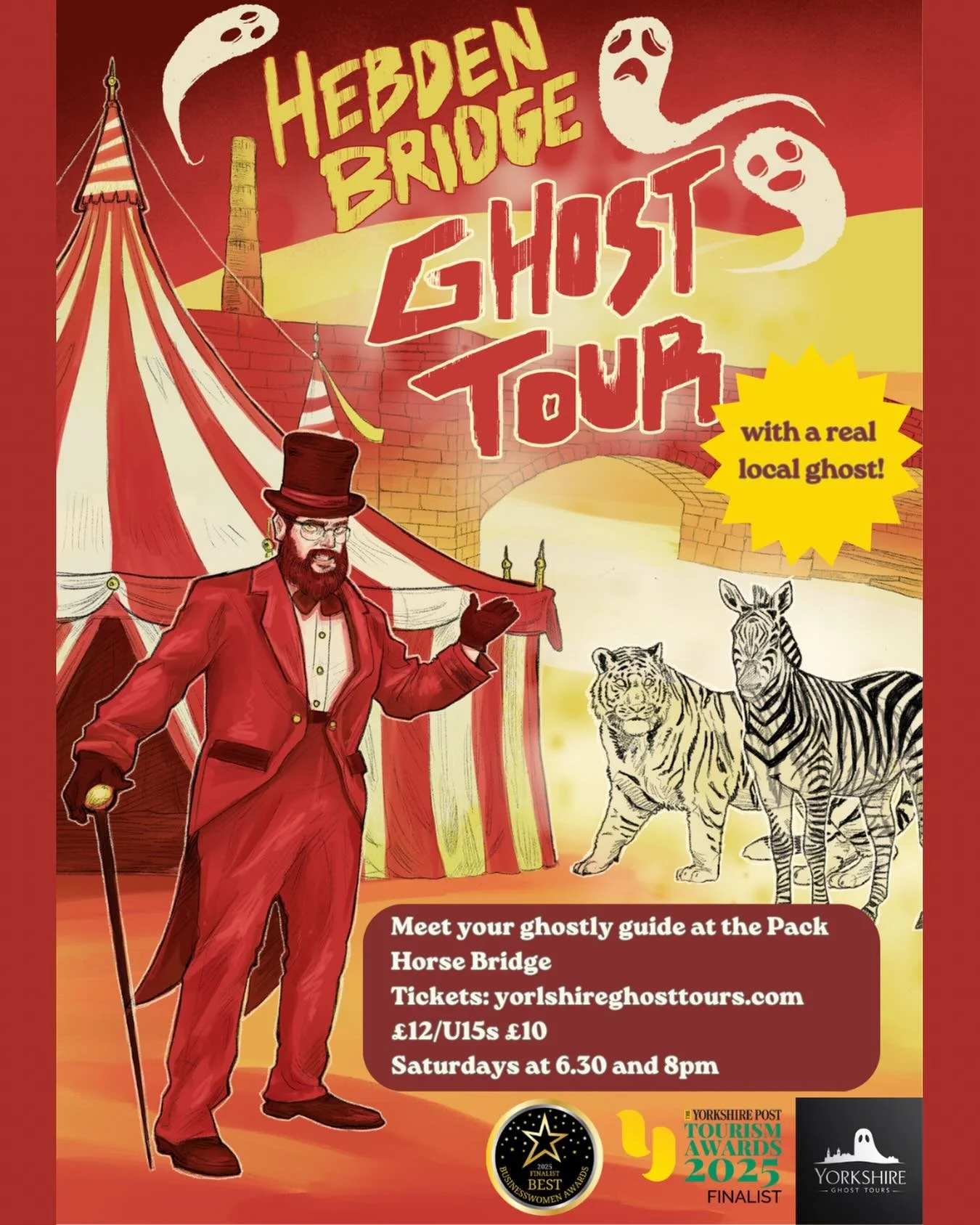 📣 ROLL UP ROLL UP, TO THE GREATEST GHOST TOUR ON EARTH! 📣

We have ultra exciting news! The all-new Hebden Bridge Ghost Tour will be hitting the streets in June! Early bird tickets are already available for purchase, get them quick before they sell