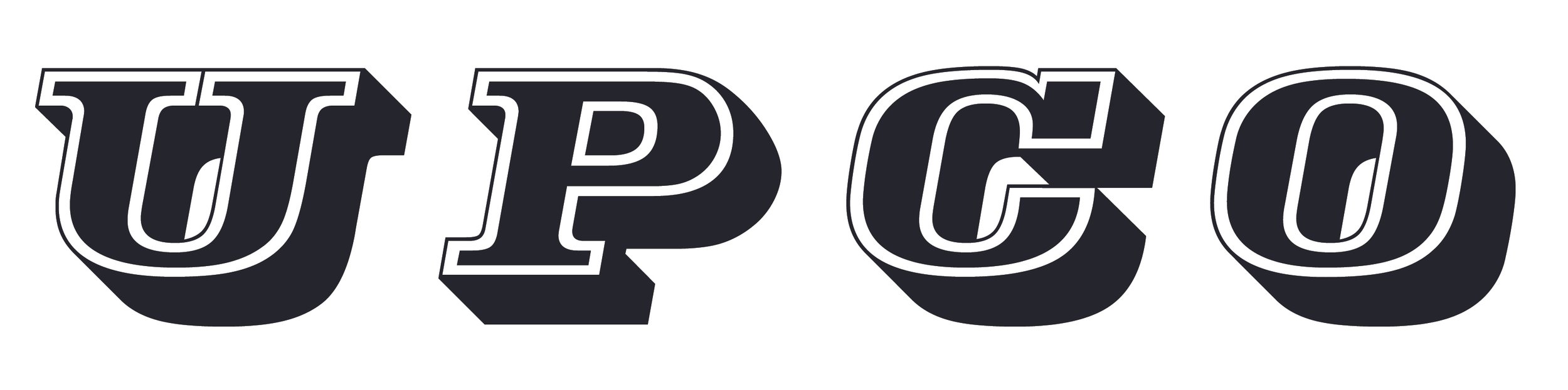 Stylized black and white 3D text spelling UPRO.