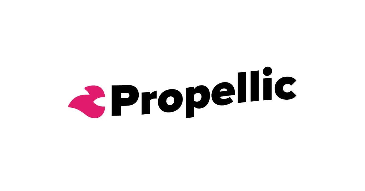 Propellic logo with pink graphic and black text on a white background.