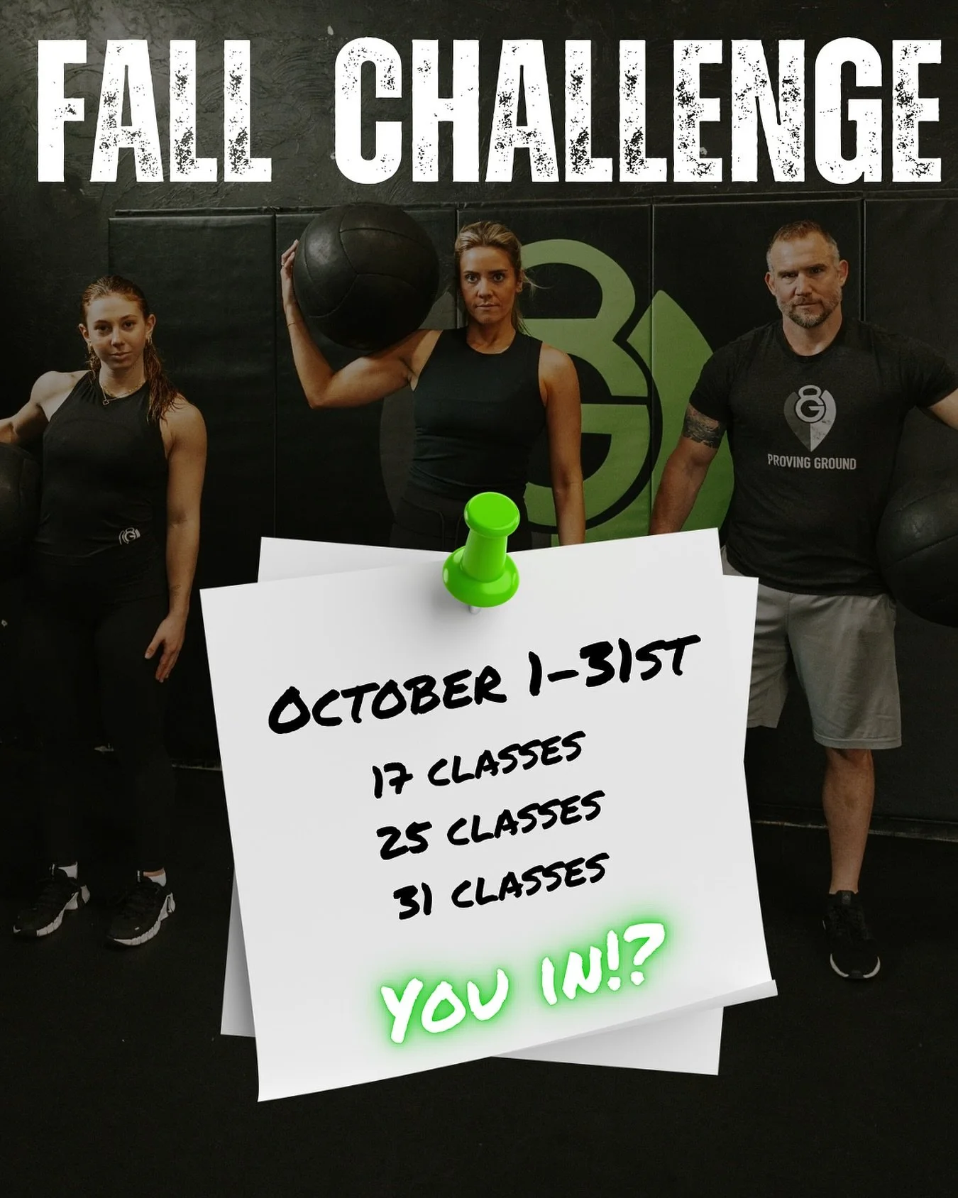 🔥 The Fall Fitness Challenge is BACK 🔥 And we&rsquo;re leveling up, literally.   October 1&ndash;31. How far will you go? 

NEXT LEVEL&nbsp;
	&bull;	17 classes
	&bull;	25 classes
	&bull;	31 classes

Big prizes. Bigger results.

Commit this Fall &ra