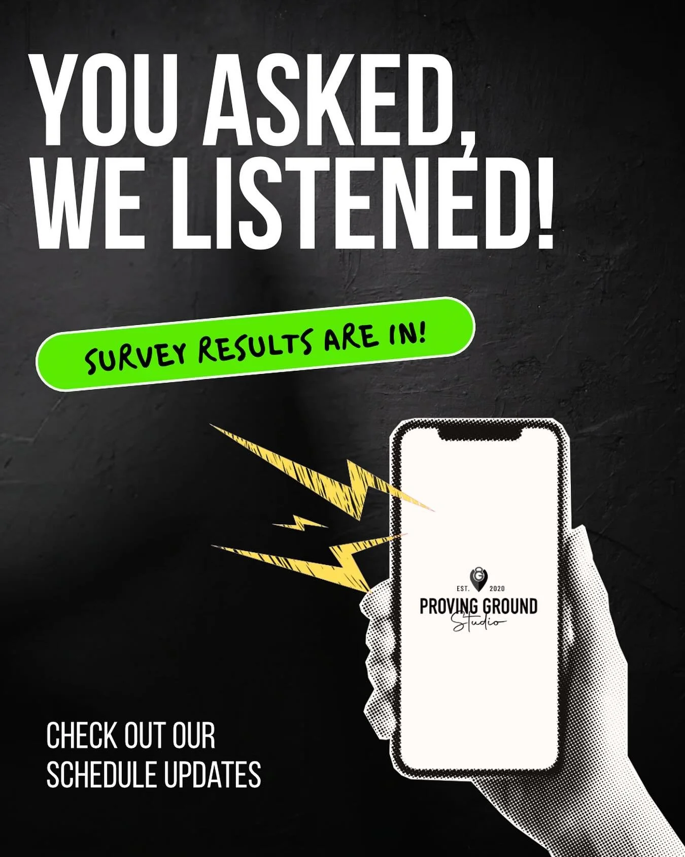 HAPPY NEW YEAR, TEAM PG! 💚

We are excited to share that some awesome changes are coming to our class schedule - thanks to YOU! After reviewing the feedback we received from our survey, we are updating our schedule! 

These changes are designed to c