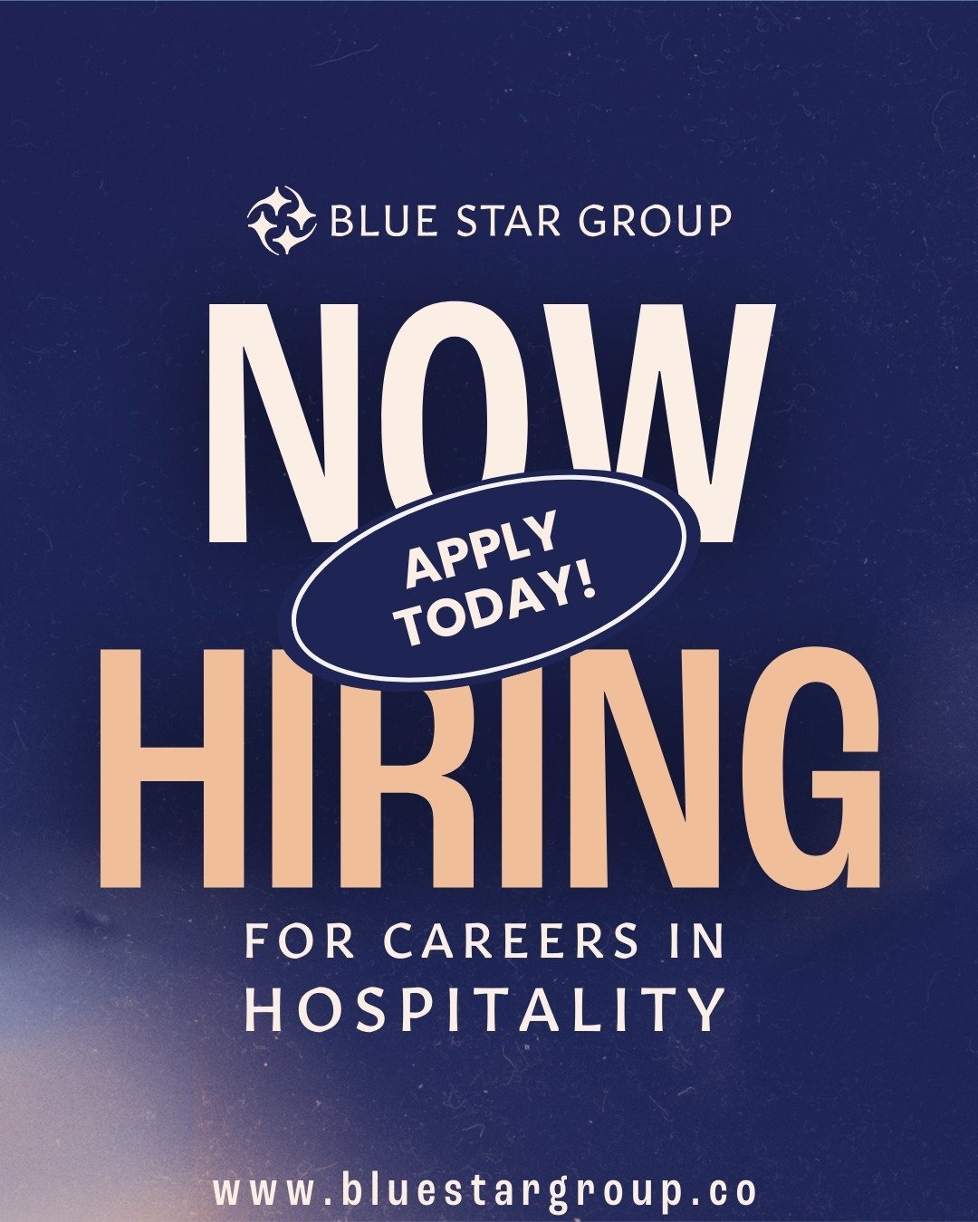 The Blue Star Group is expanding it's team across the company. We're now hiring for careers in hospitality!

We offer competitive base pay + tips eligible, 401K + competitive employer match, and plenty of growth opportunities in the company.

Interes