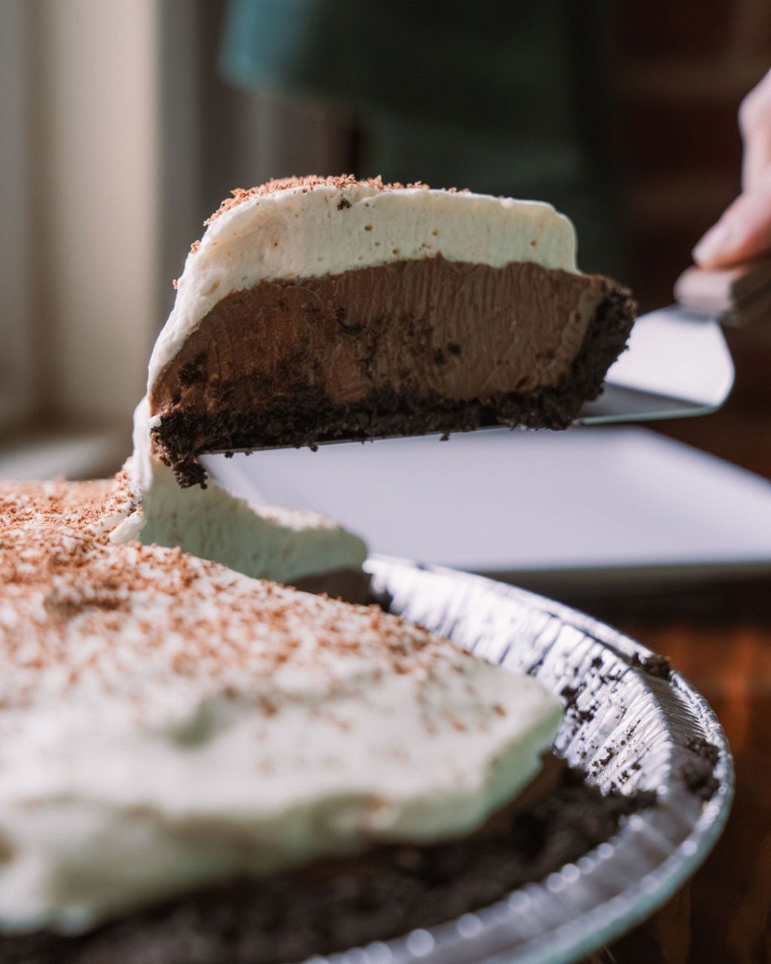 Have you put in your order for May's Pie of the Month? Chocolate lovers - this one's for you! May's pie of the month is our Chocolate Cream Pie! This decadent pie has an Oreo crust, a rich dark chocolate cream filling, whipped cream top, and is finis