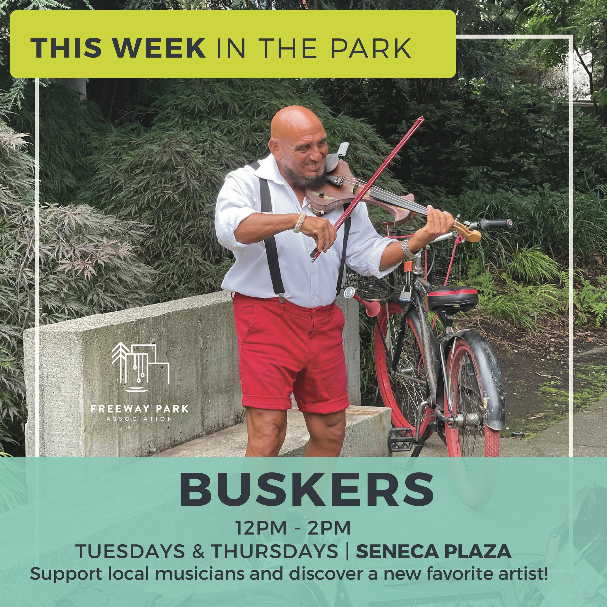 Come for the tunes, stay for the dance party! Buskers are back in the Park on Tuesdays and Thursdays through May and then M-F starting in June. @seattleparksandrec