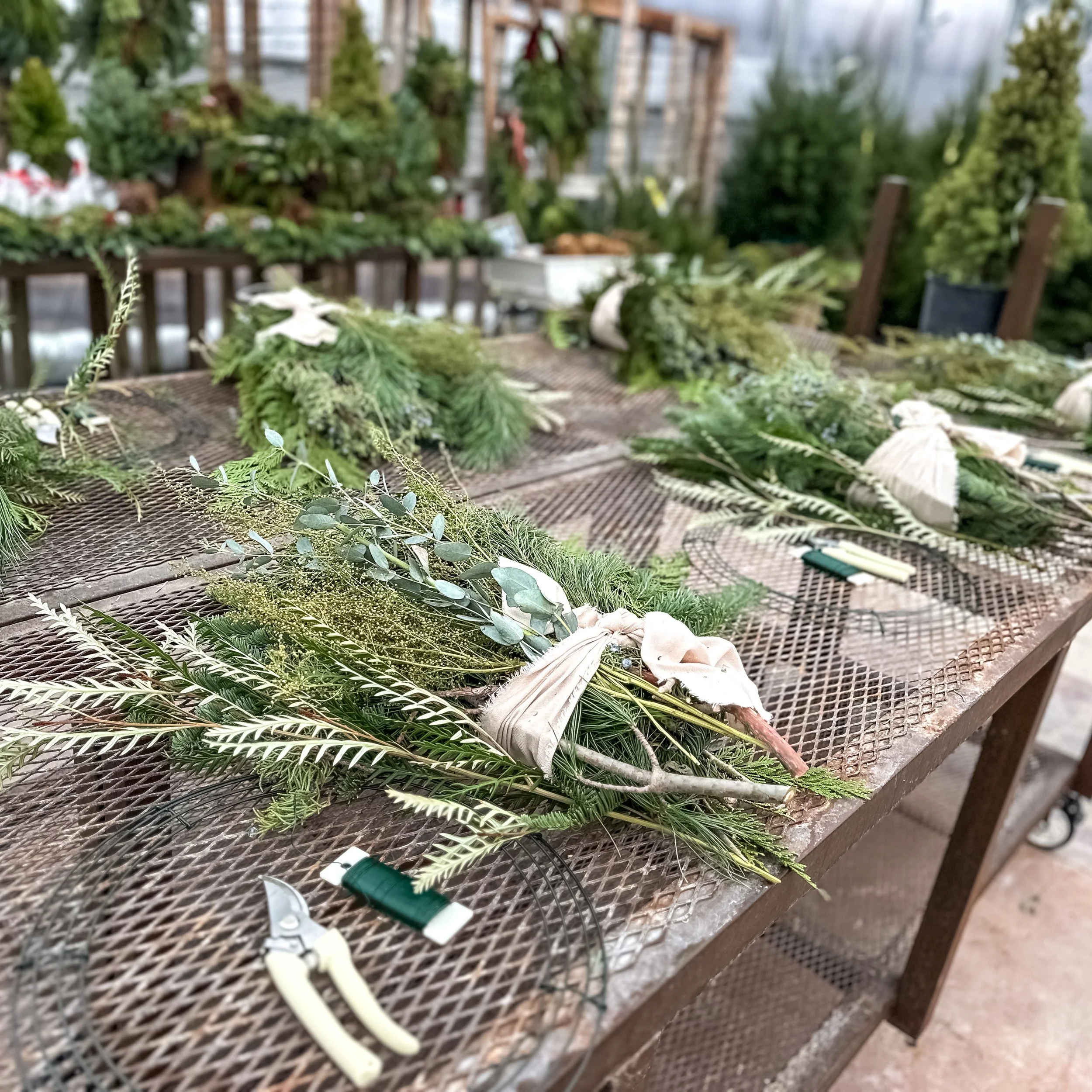 Wreath workshop at the Greenhouse Nursery