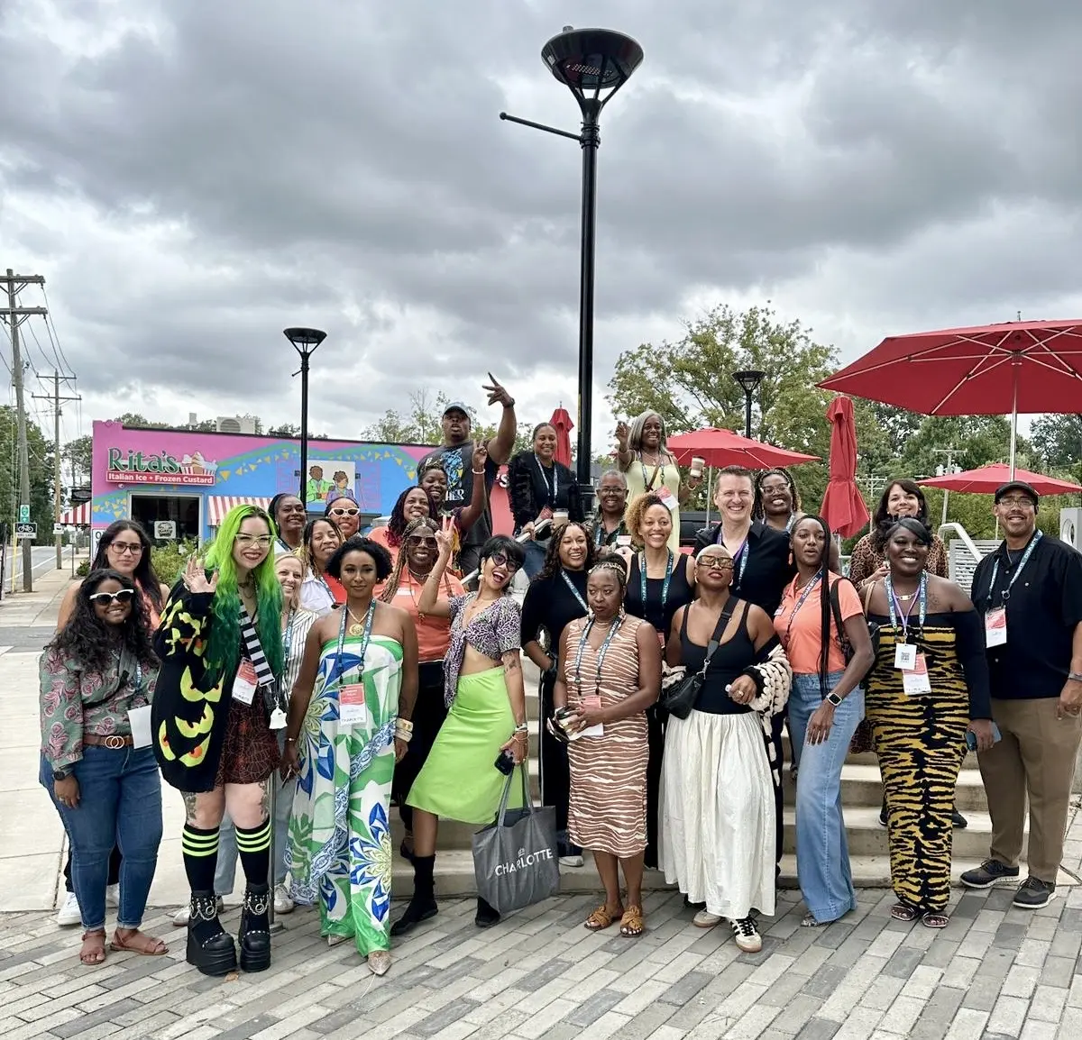 Travel Professionals taking a break during the Nomadness Fest tour of Charlotte, NC