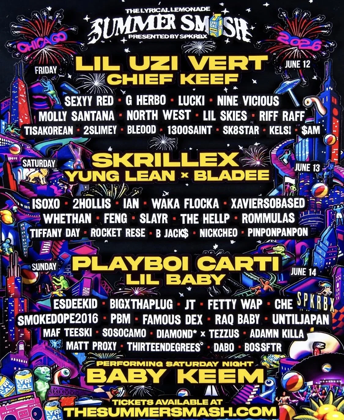 flier for Summer smash festival in Chicago