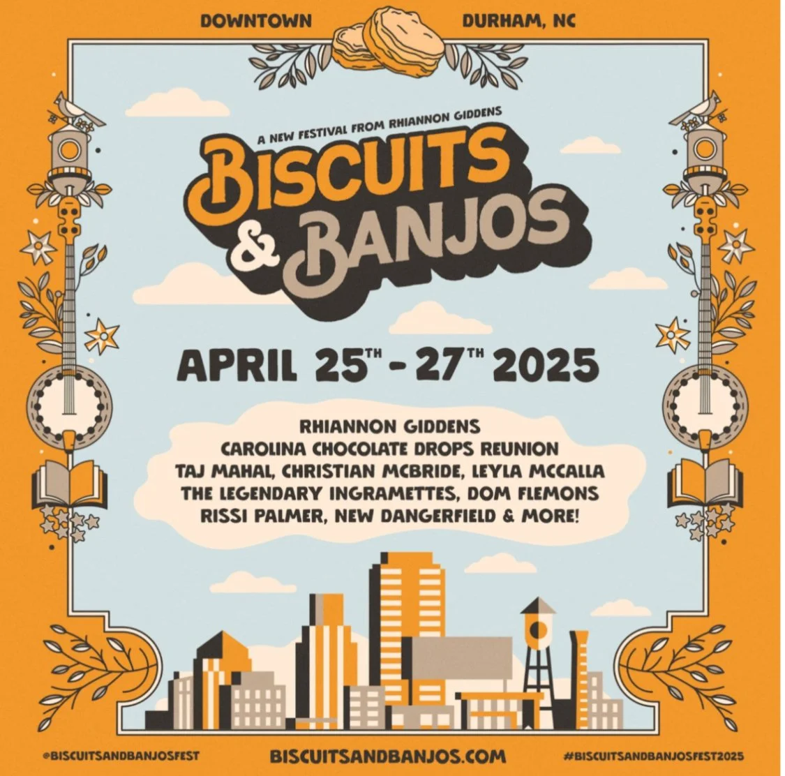 Biscuits-banjos-festival-Rhiannon-giddens 2025 flier