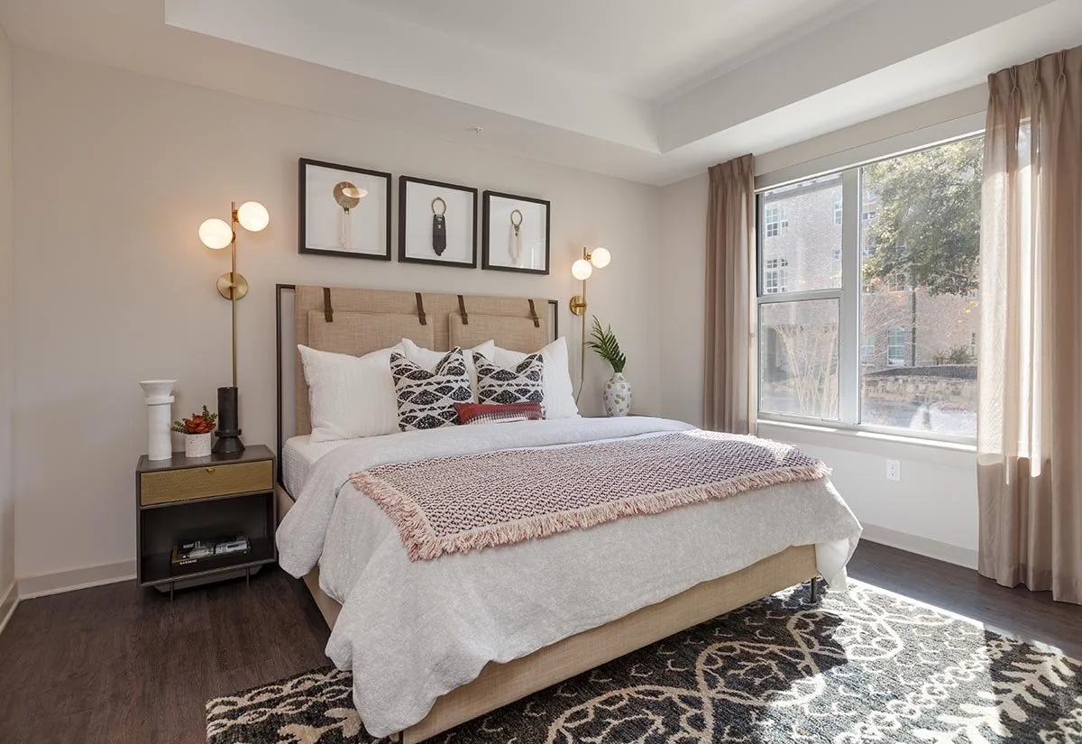 Kathy Andrews Interiors Multifamily High Rise and Mid Rise Interior Design Model Unit The Marlowe Bedroom.jpg