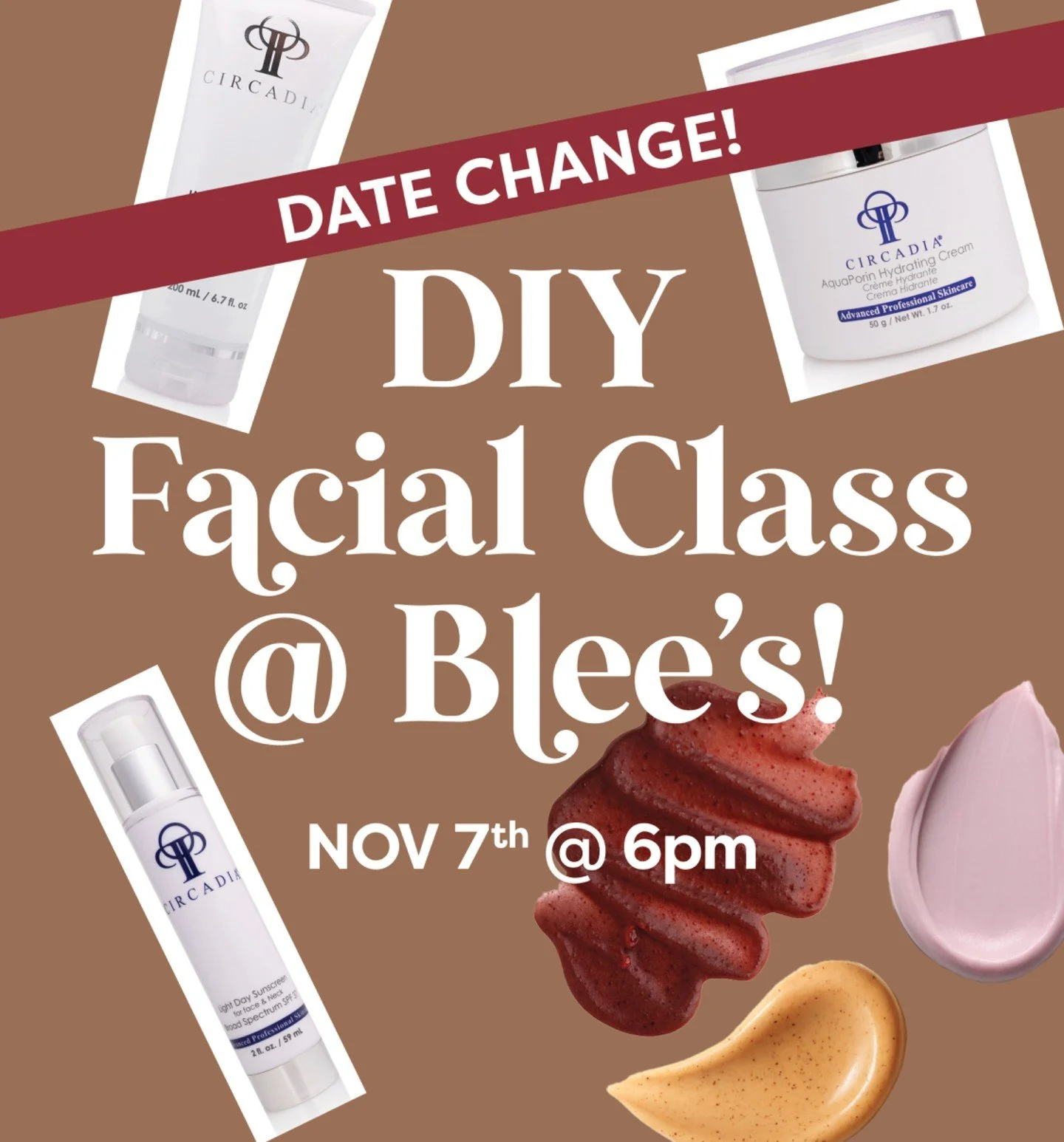 Due to requests for a Friday, we have changed the date for our DIY Facial Class! We are now hosting this class on Friday, November 7th at 6pm. 🙌🏼✨🧖🏼‍♀️ We hope to see you there!
Gather around our big table as we guide you step-by-step through