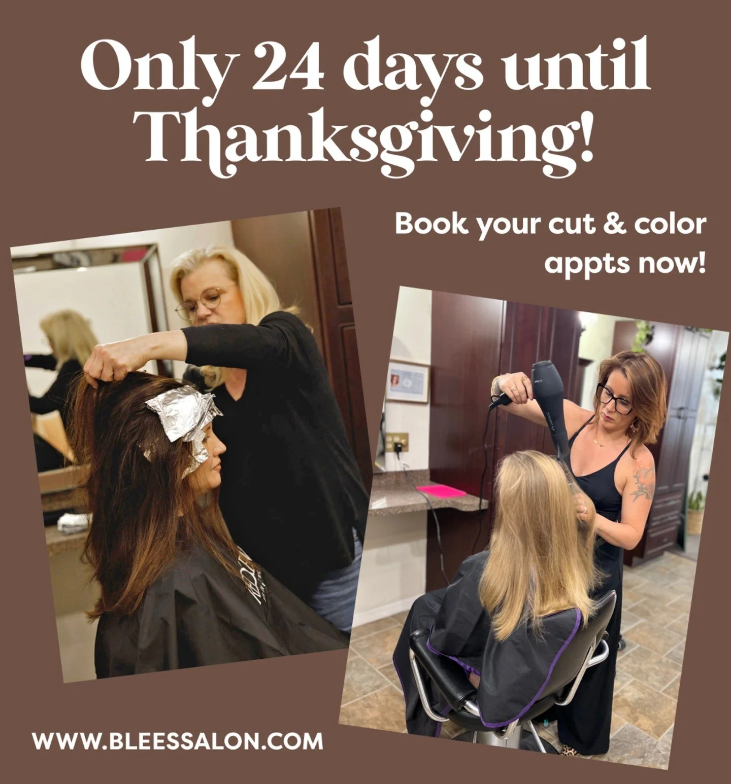 The season of gatherings is almost here&mdash; be holiday-ready with fresh hair! Reserve your cut and color before spots are gone. 🍁
 #hairstylist #healthyhair #haircolorist #haircolorexpert #babylights #highlights #balayage
