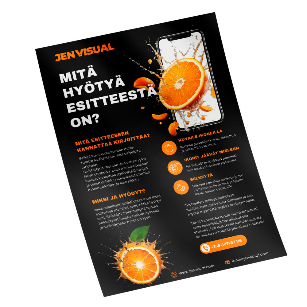 Markkinointimateriaali teetätys, esite