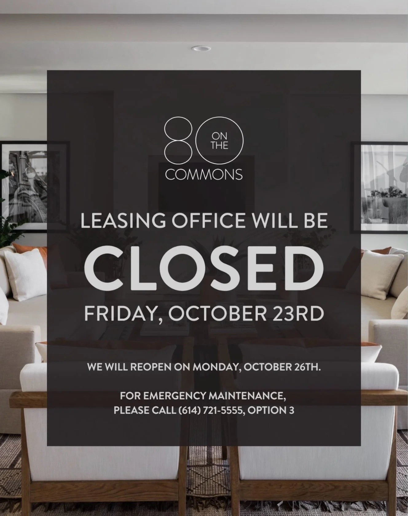 as a reminder our offices will be closed tomorrow, October 23rd

we will reopen Monday, October 26th

have a wonderful weekend 🍂
