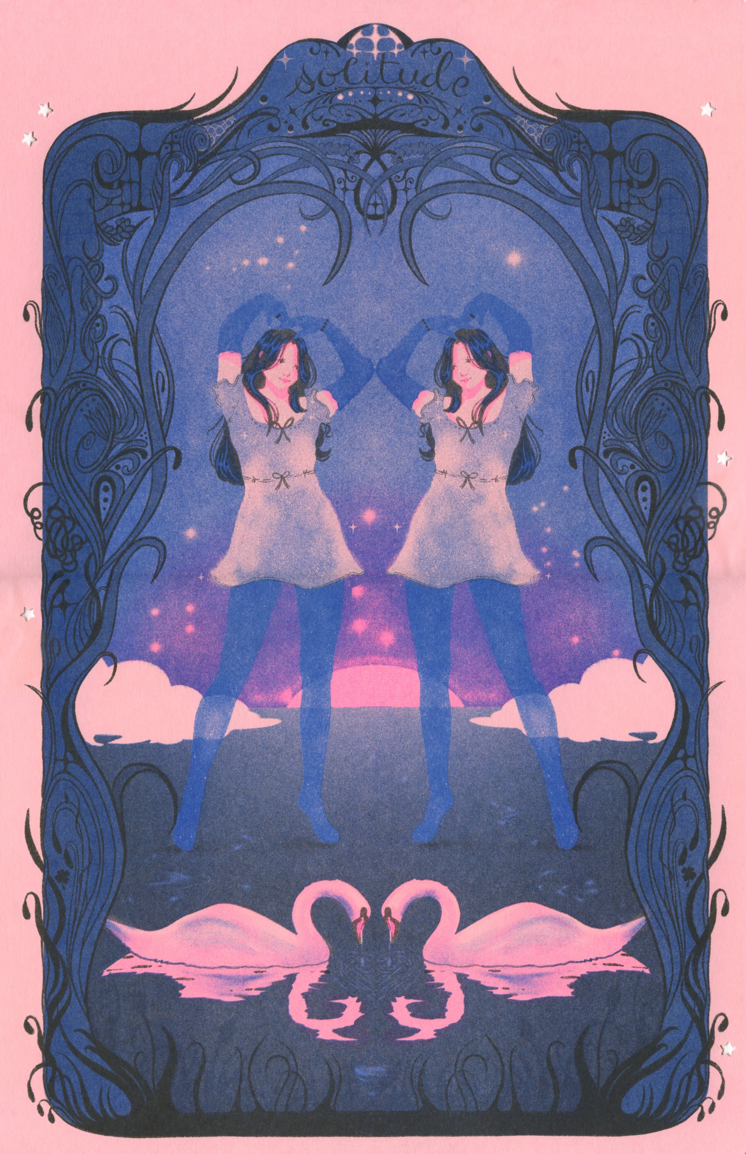 Brie Maule, printed in Fluorescent Pink, Blue, and Black on toned paper