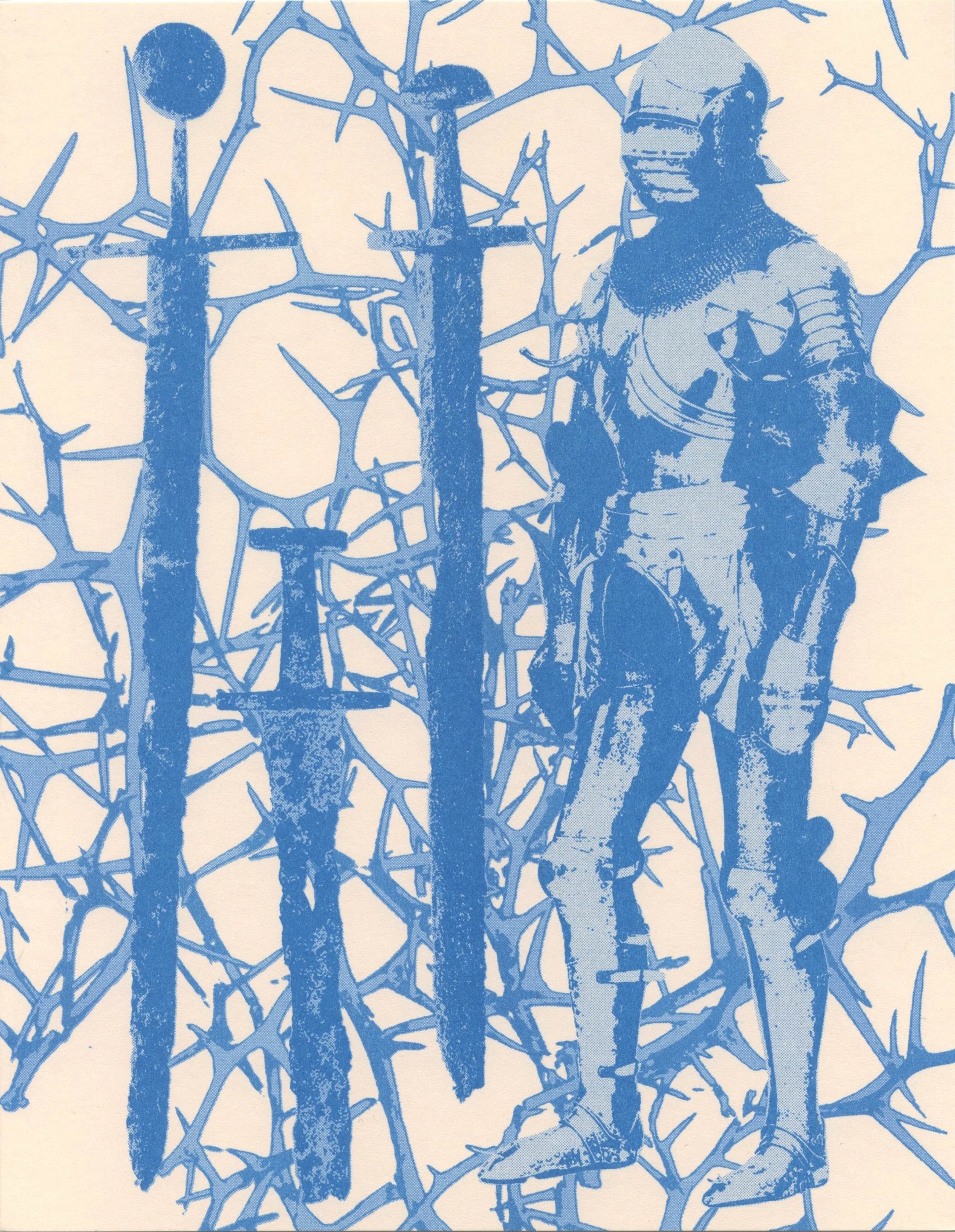 Ben Kraemer, printed in Cornflower Blue, and Blue
