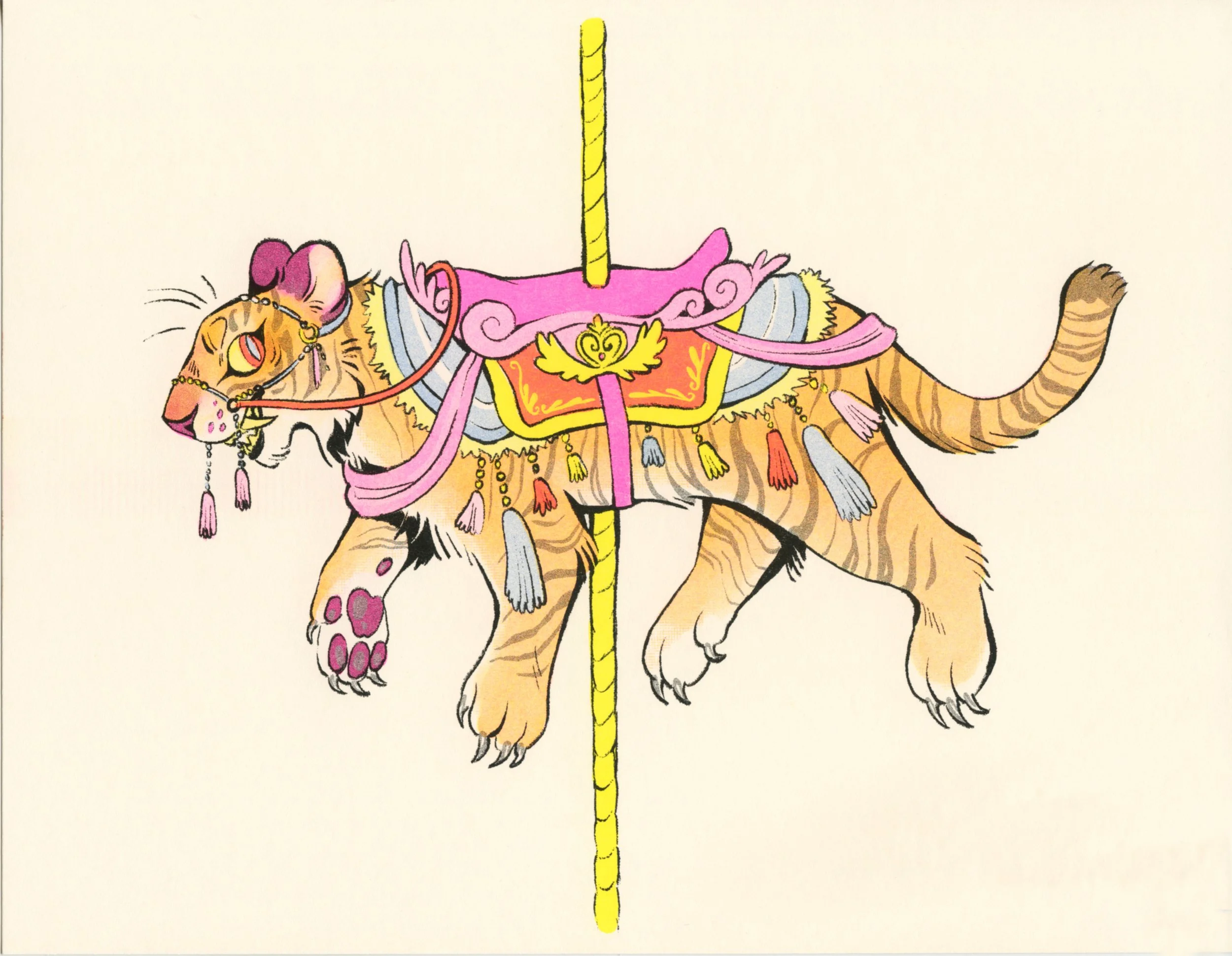 Lillian Marcoccia, printed in Fluorescent Pink, Cornflower Blue, Yellow, and Black