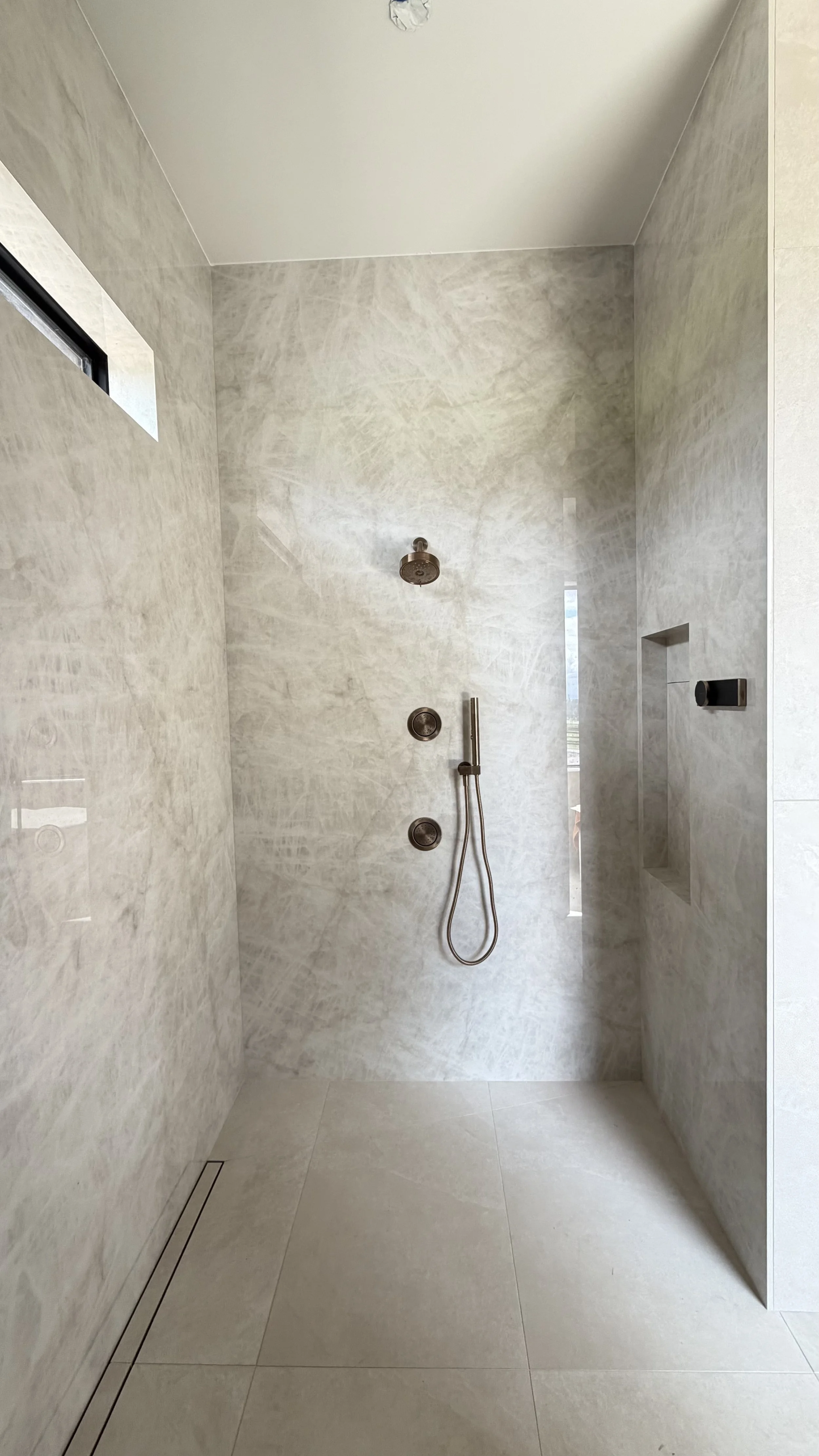 Full slab shower wall