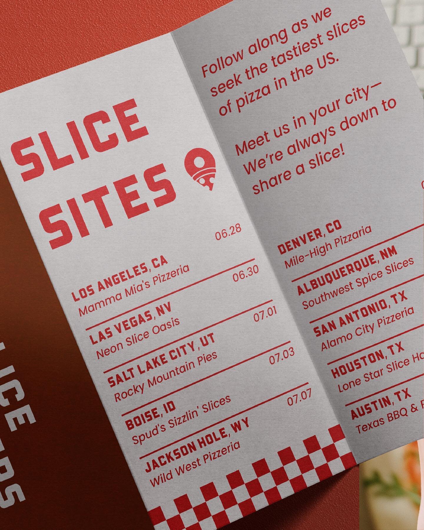 🍕 How do you connect with your audience? Do they know what to expect and have ways to interact directly with you? 

For Slice Seekers, I've created a menu style itinerary so that their followers can come out and grab a slice together when the trip c