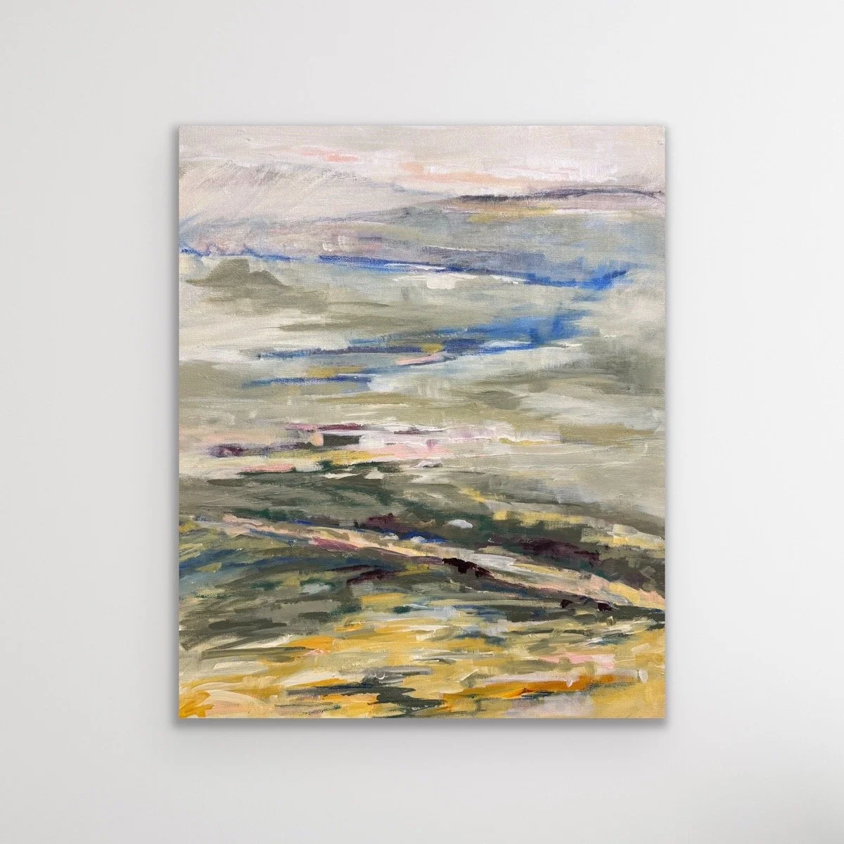 Landscape - Australian Sienna, Magenta and Blue Crayon