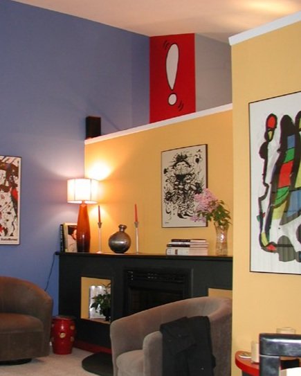 "Exclamation Point!" graphic for a writer with a love of Mondrian