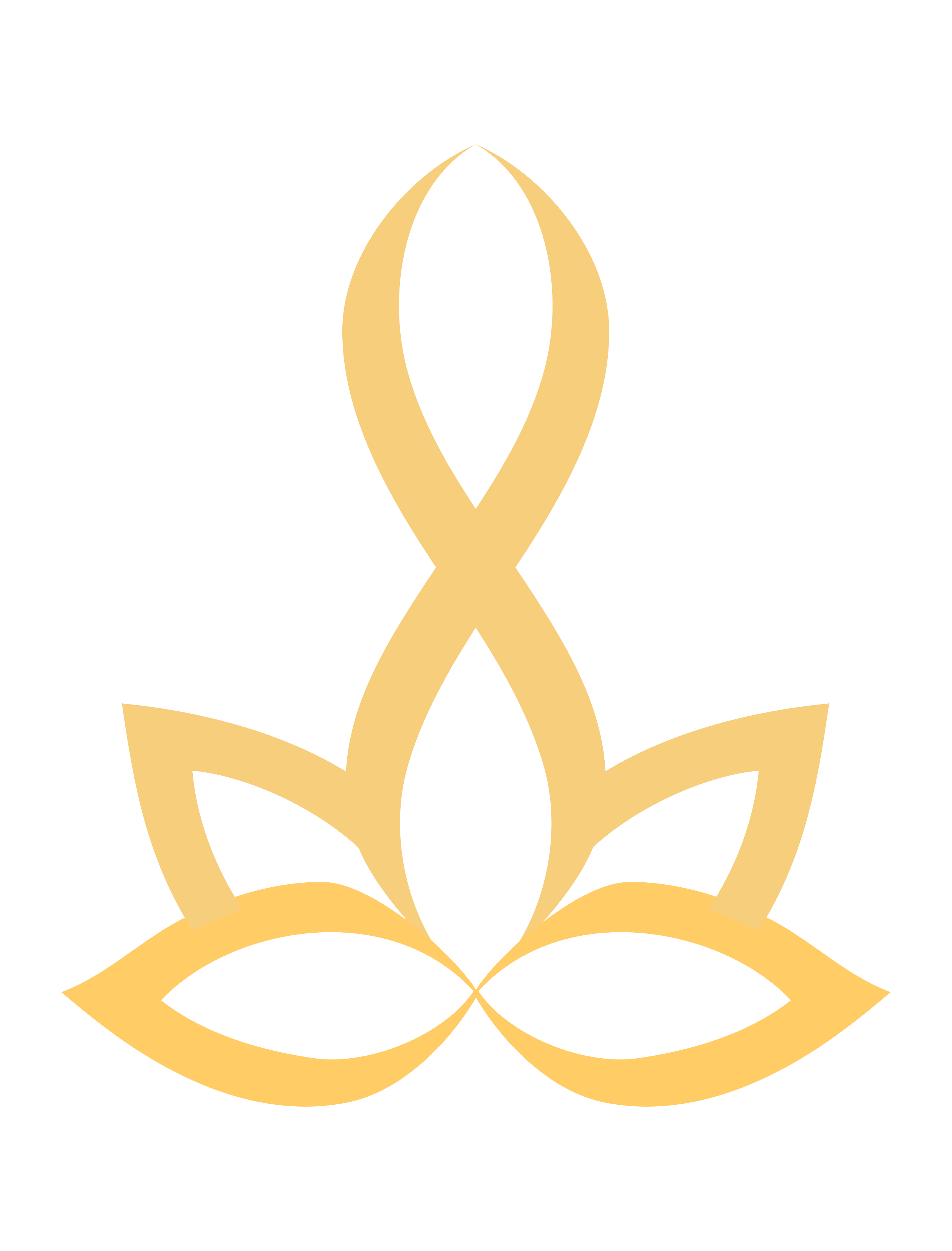 Golden lotus flower logo with symmetrical petal design on a black background.