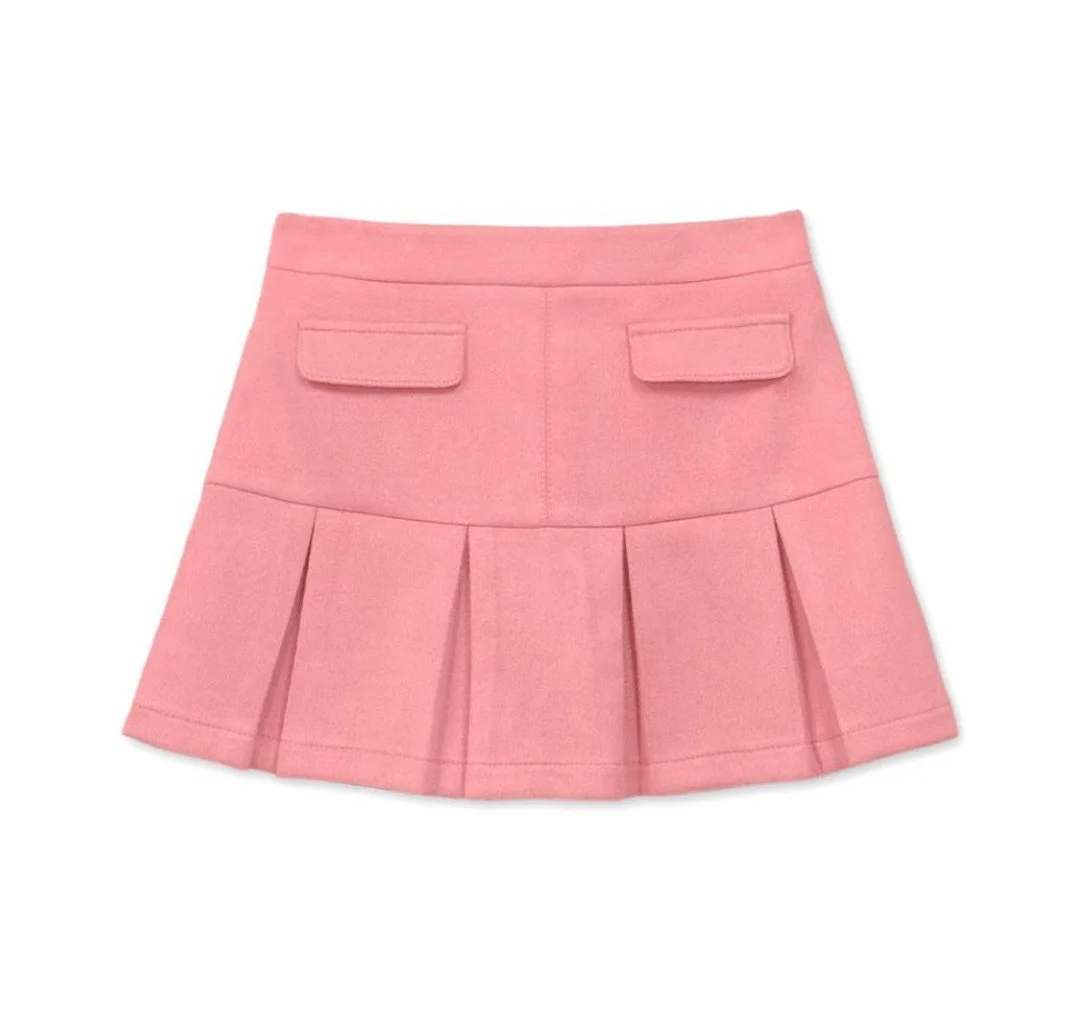 Toddlers Pleated Suede Skirt