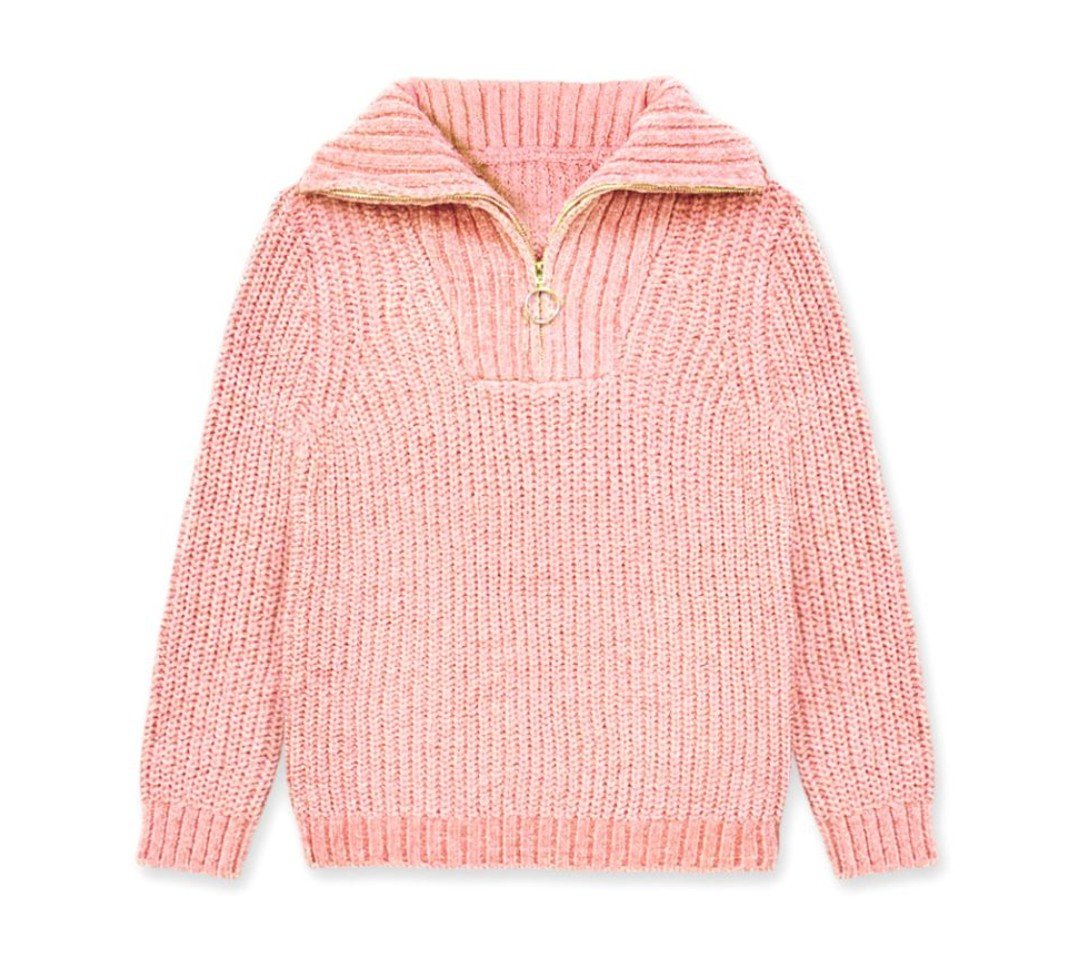 Girls Half Zip Knit Sweater