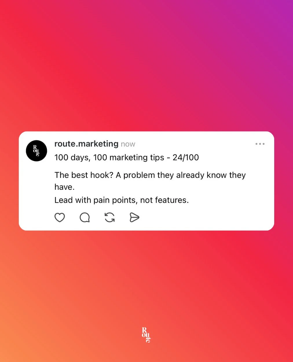We share more daily tips like this on Threads &rarr; @route.marketing⁠
⁠
#routemarketing #100marketingtips