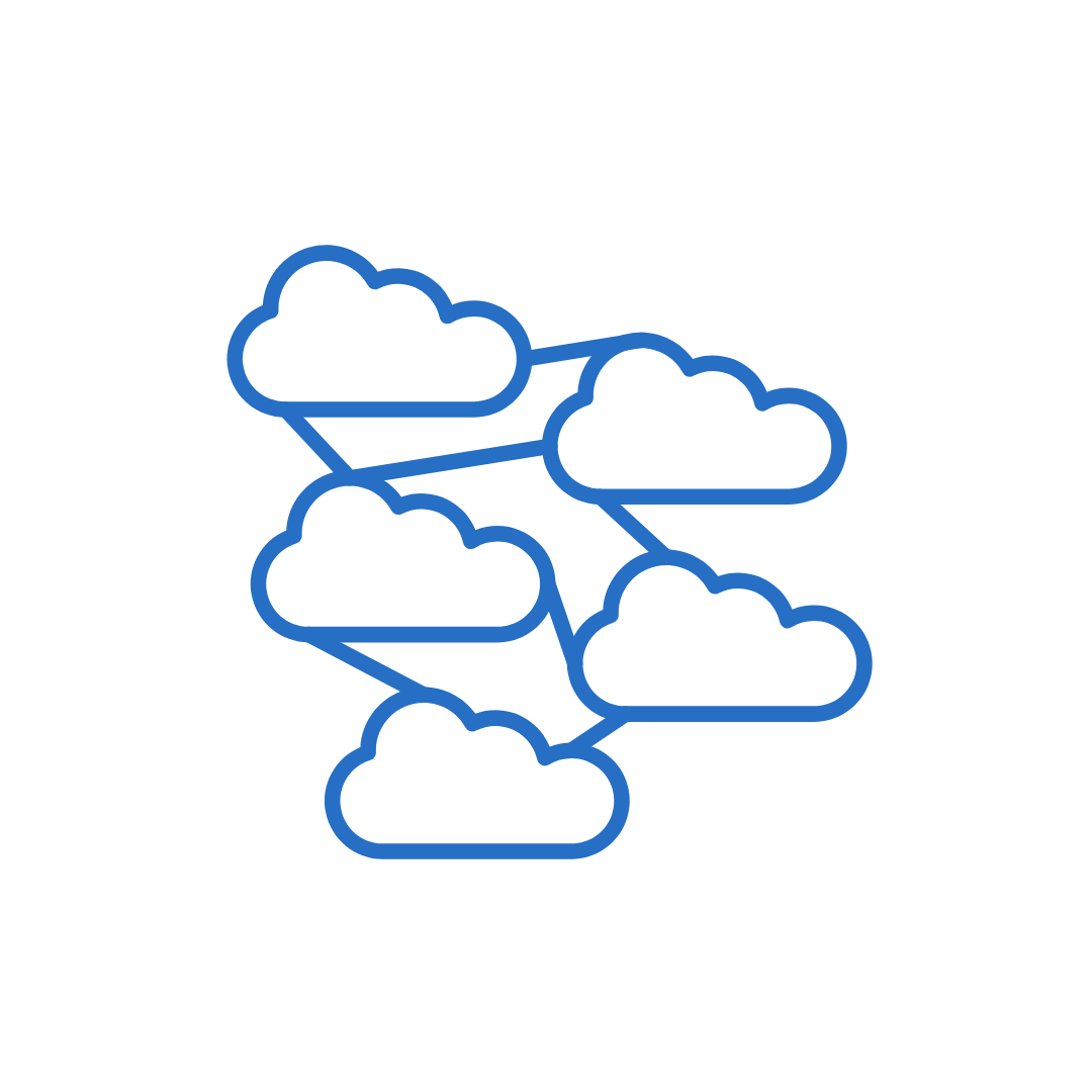 Dibujo de nubes conectadas por líneas.
