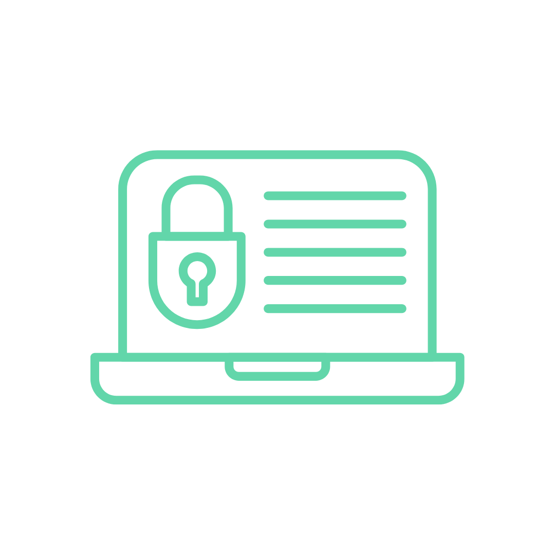 Icono de ciberseguridad con un candado sobre una pantalla de computadora, simbolizando protección de datos.