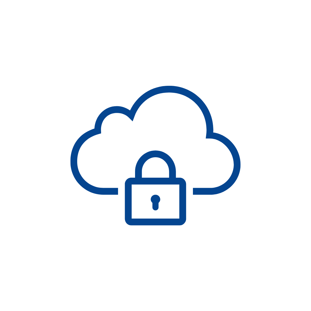 Icono de una nube con un candado, representando seguridad en la nube.