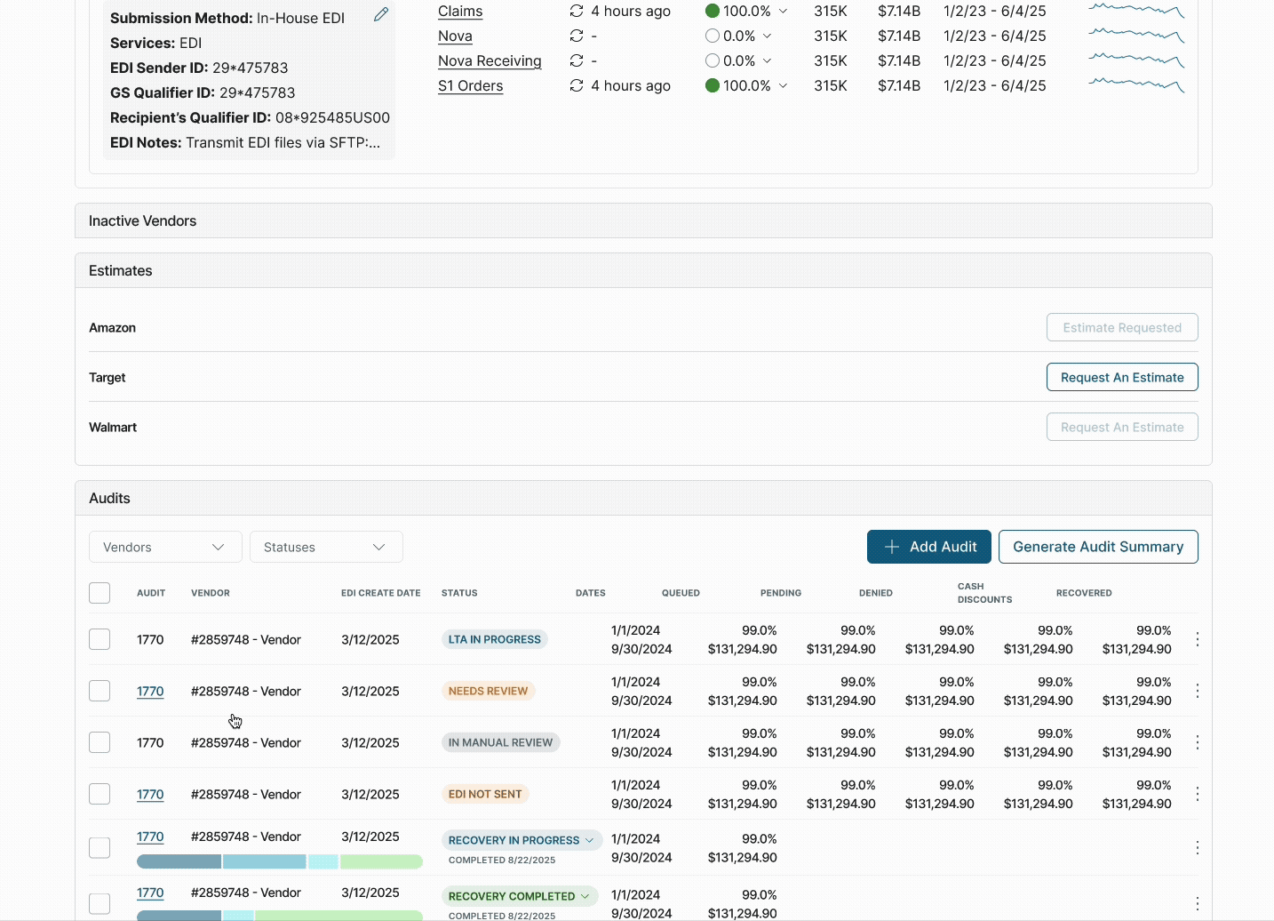 A portion of the workflow to allow analysts to edit the audit parameters