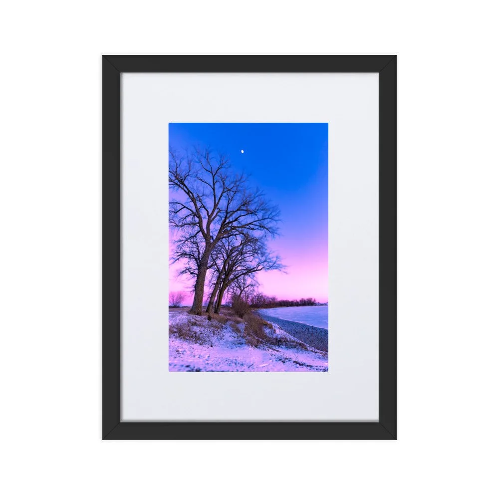 Minnesota Winter Sunset - Framed Photo Paper Poster With Mat Board
