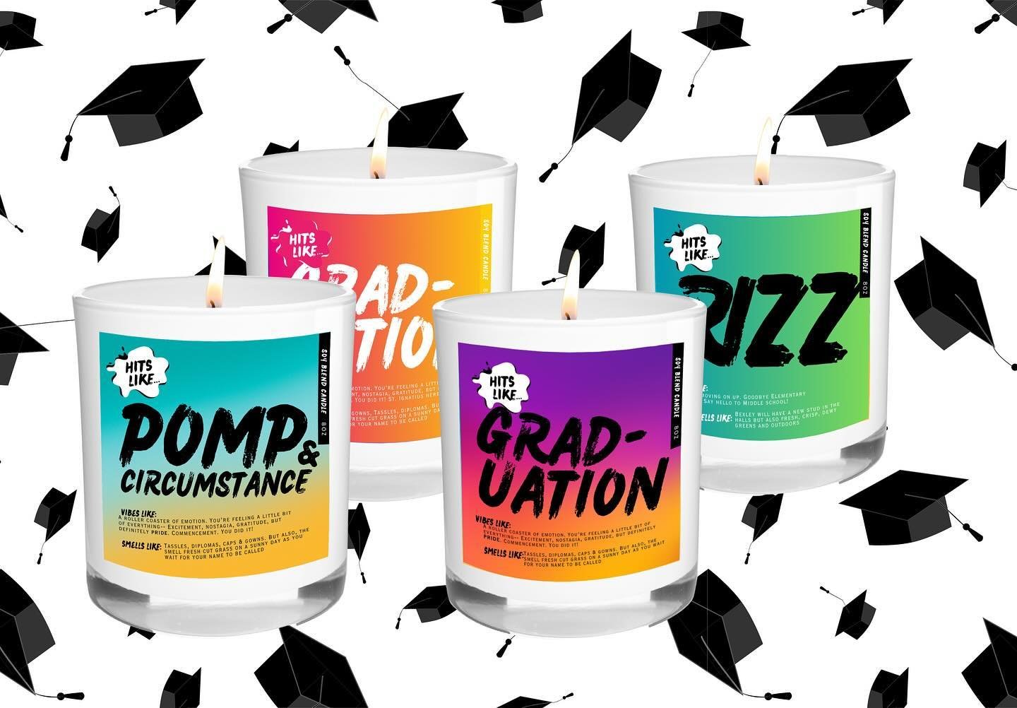 Hits Like&hellip;Graduation, Pomp and Circumstance, Rizz&hellip; lots of requests for custom candles this week so I thought I&rsquo;d share this reminder! We can add any school you&rsquo;d like to make it your own 👨&zwj;🎓👩&zwj;🎓🧑&zwj;🎓