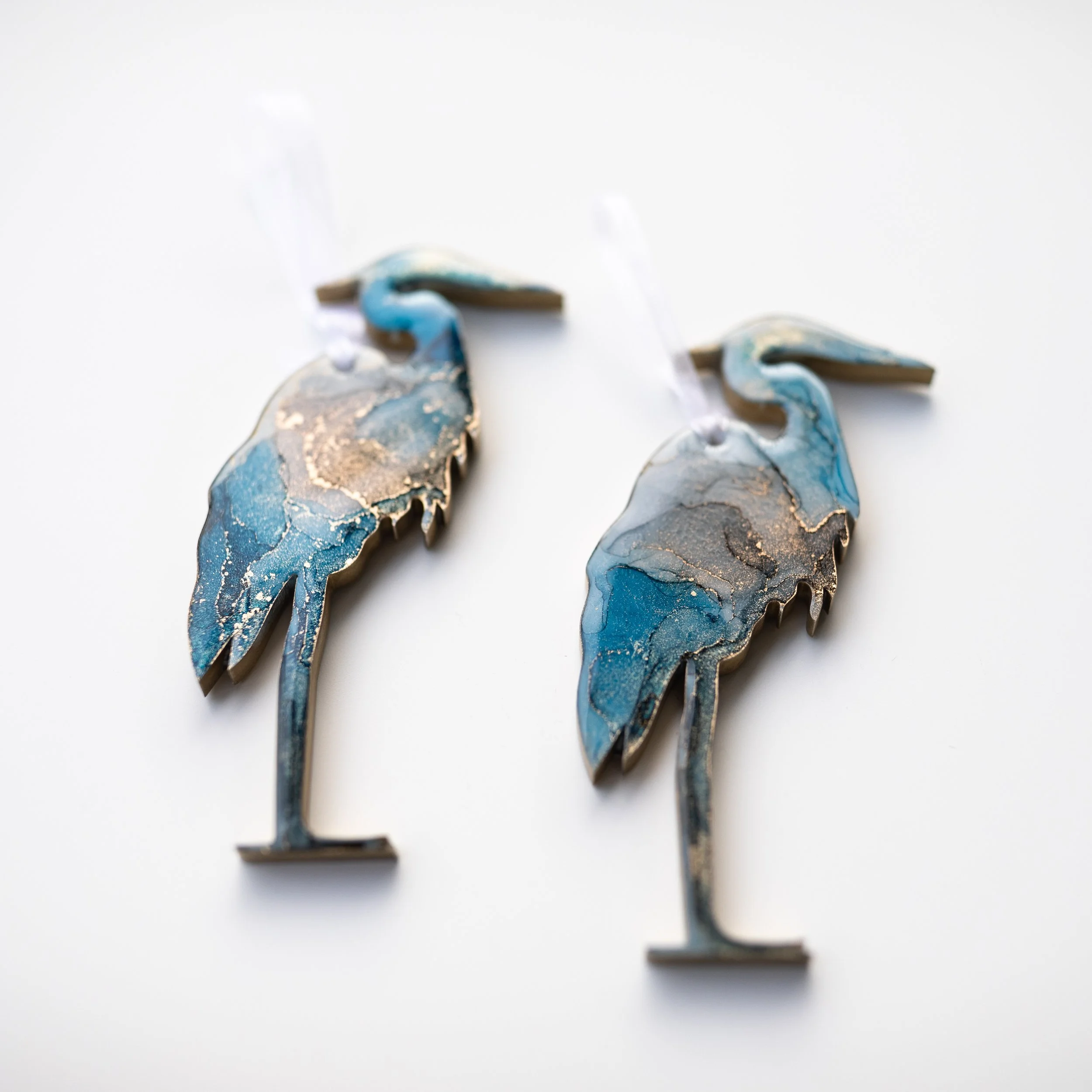 Great Blue Heron Christmas Ornaments