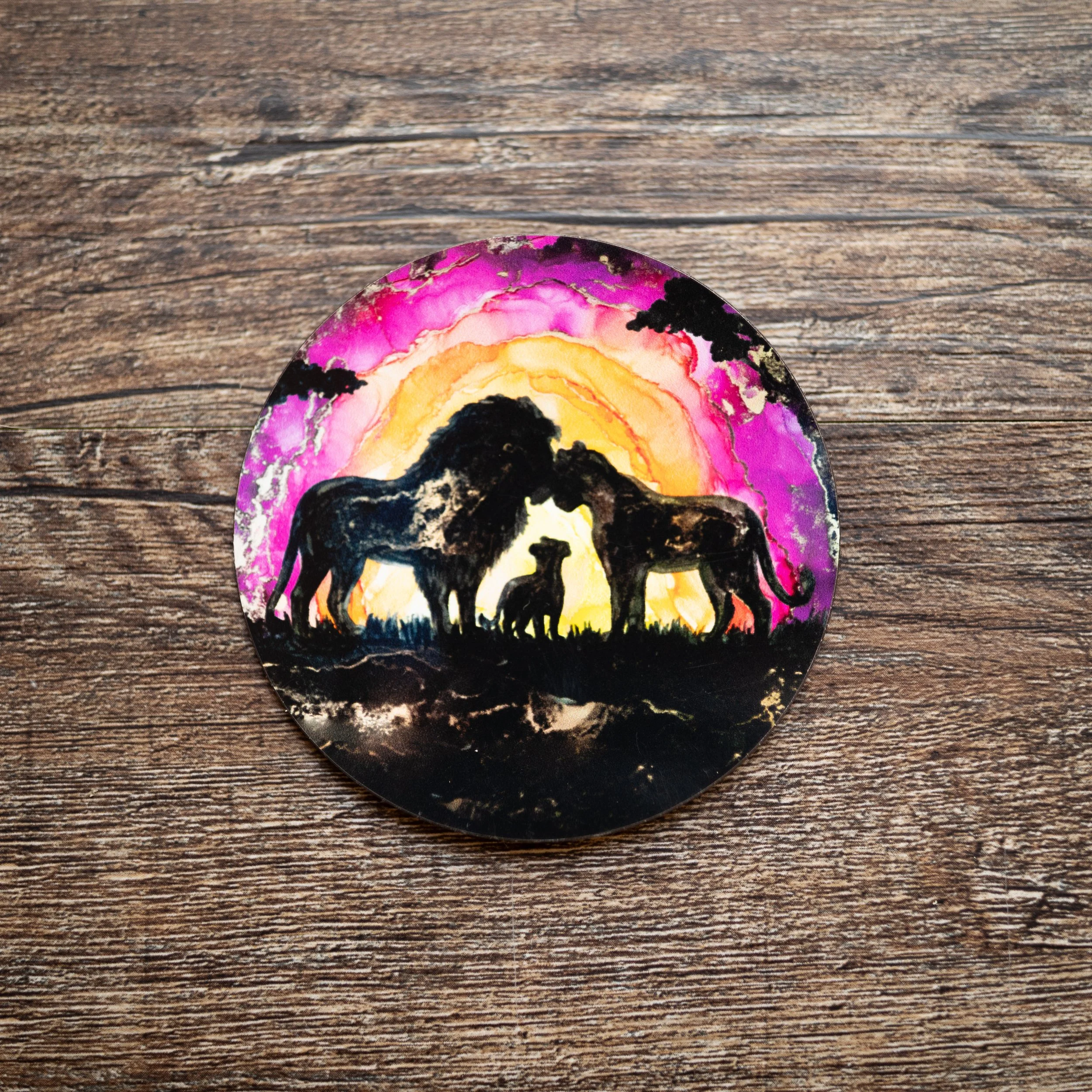 Sunset Lion Family Magnet