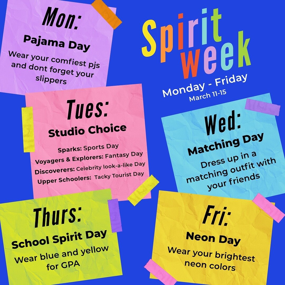 Spirit Week starts tomorrow! We can&rsquo;t wait!

#kindergarten #elementary #middleschool #highschool #education #onlinelearning #hybridlearning #inpersonlearning #franklintn  #learning #spiritweek