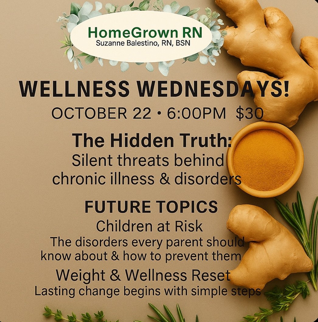 Make sure you snag your spot for this wellness event with @homegrownrn Suzanne Balestino! She&rsquo;ll discuss and answer your questions about chronic illness + disorders. Suzanne is a Registered Nurse specializing in pediatrics, but also has compreh